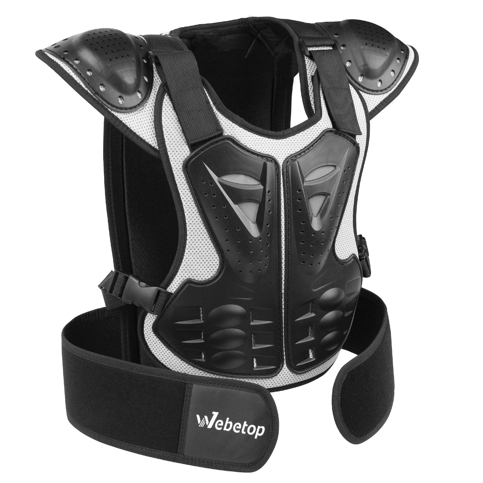 Webetop Kids Youth Chest Protector Motocross Four Wheeler Chest Plate For Skiing Dirt Bike Black/Silver L