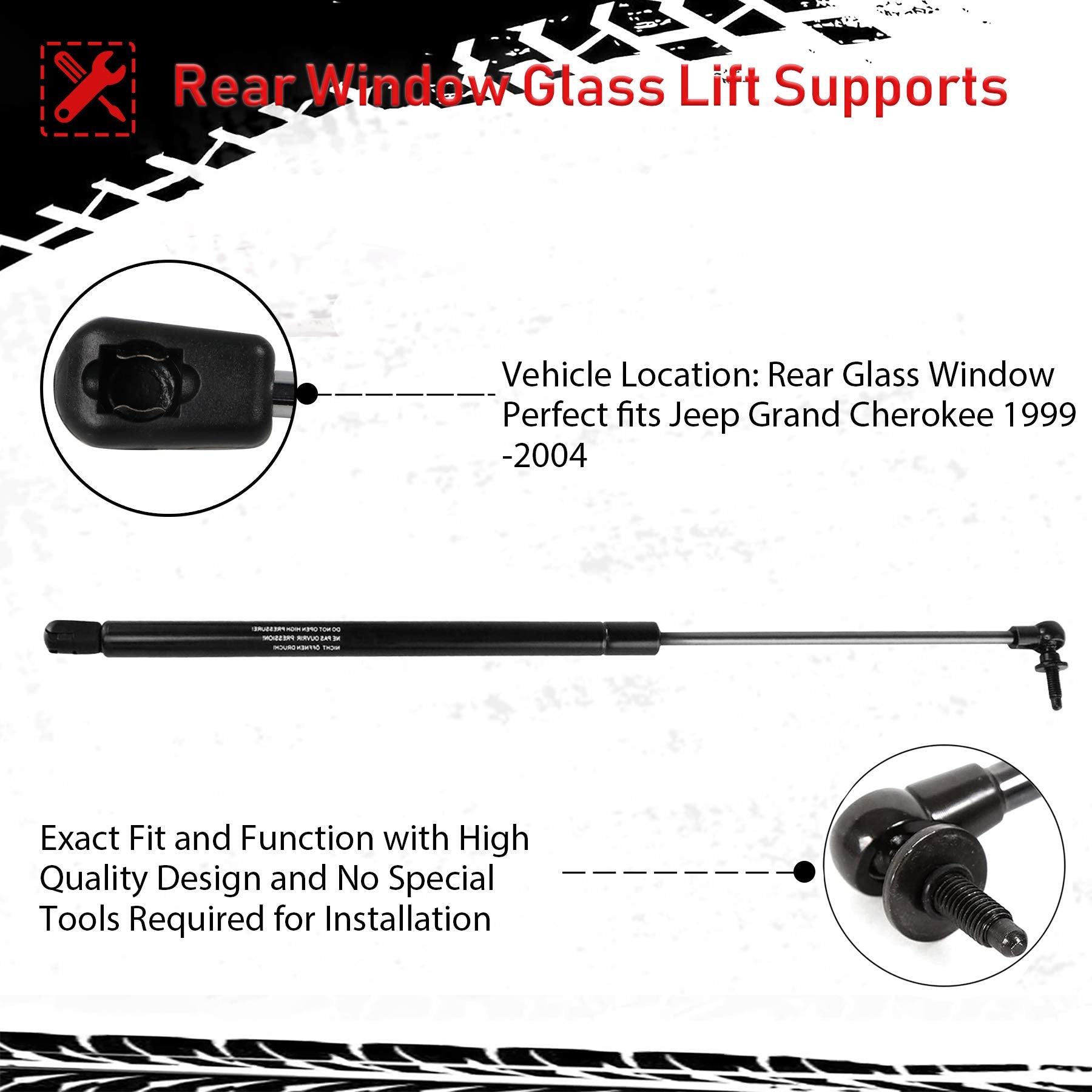 2 Rear Liftgate Struts, 2 Front Hood Struts, 2 Rear Window Lift Supports Fit For Jeep Grand Cherokee Gas Springs Shocks 1999-200