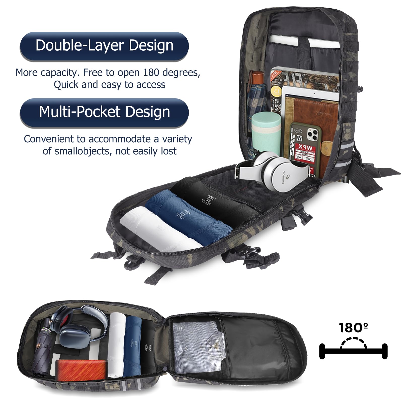 Hutigertech Helmet Backpack For Motorcycle Riders Waterproof Stand, Large Capacity Backpack With Helmet Holder, Helmet Bag Storage Hiking Cycling Motorcycle Backpacks For Men