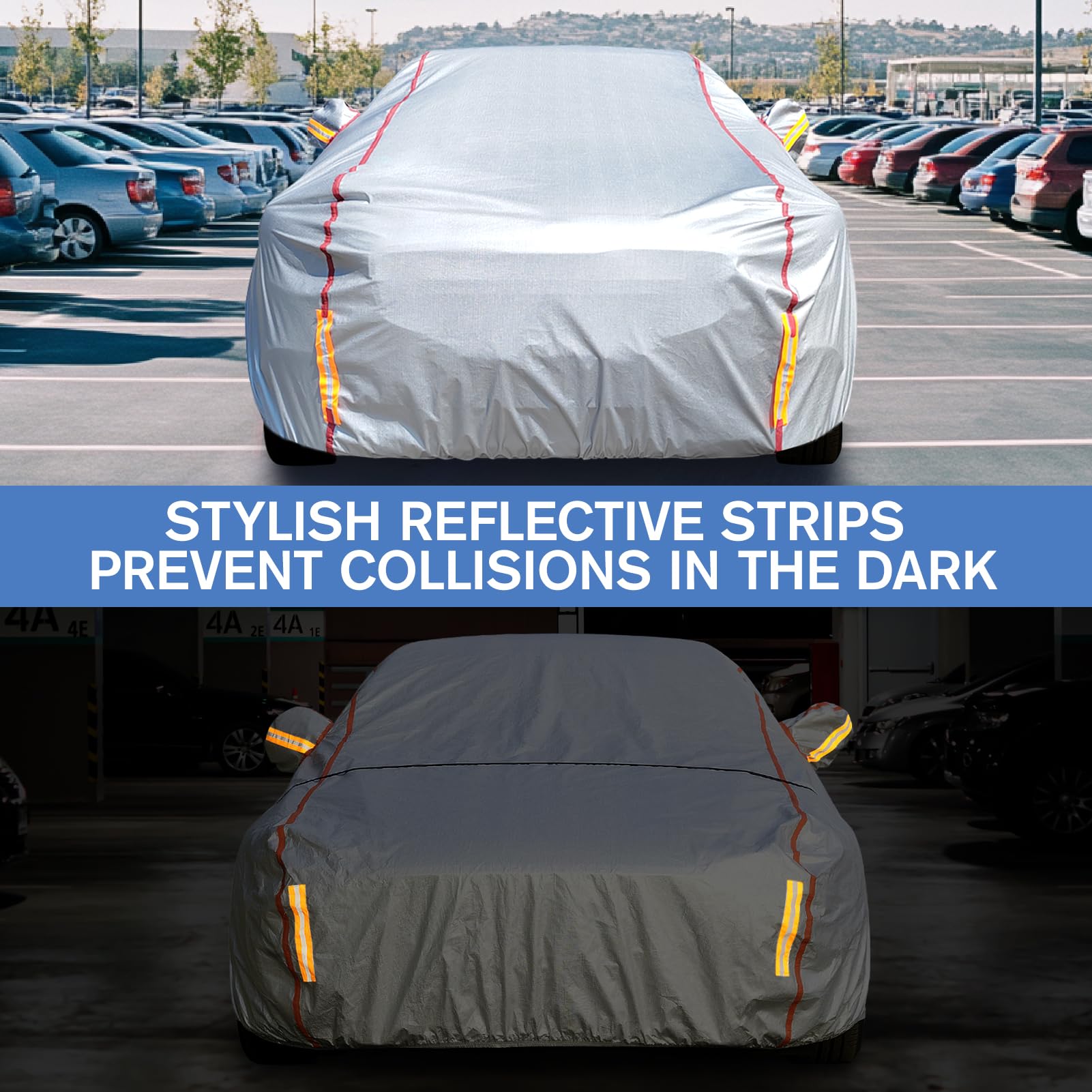 Car Cover Waterproof All Weather, 6 Layers Outdoor Xxl Full Car Cover Uv Snow Rain Wind Dust All Weather Outdoor Protection With