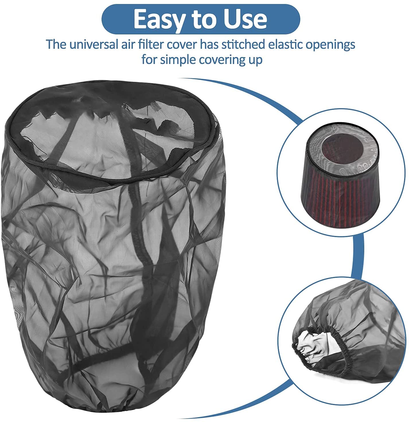 Kuuleyn Air Filter Cover, Air Intake Cover Air Filter Wrap Universal Air Filter Protective Cover Dustproof for High Flow Air Int