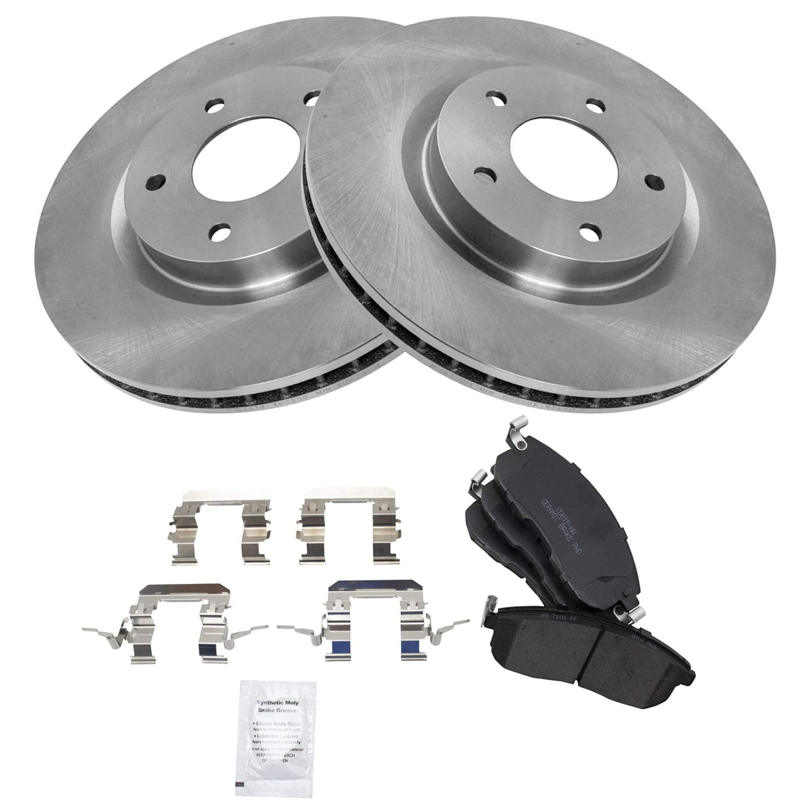 Trq Front Brake Pad & Rotor Kit Brake Pads Brake Rotor Ceramic Compatible With 2007-2012 Nissan Sentra