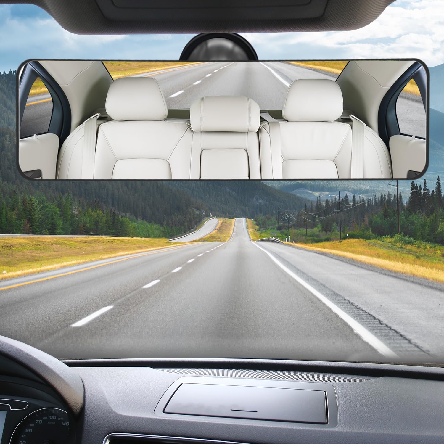 Rear View Mirror,Universal Anti-Glare Hd Adjustable Car Panoramic Rear View Mirror With Suction Cup(Widen The Field Of View-Sect