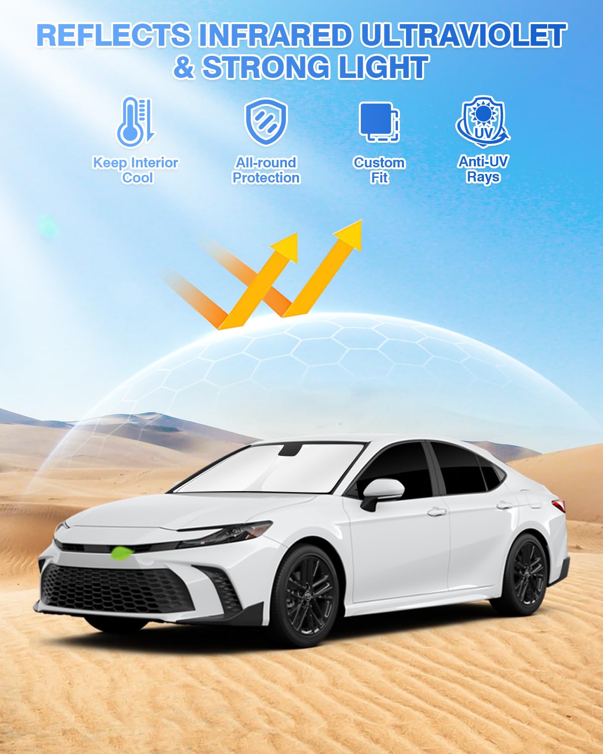 Canvcle Sunshades For 2025 Toyota Camry Accessories Windshield Sun Shade Side Rear Window Shade Cover Sun Visor Shield Privacy P