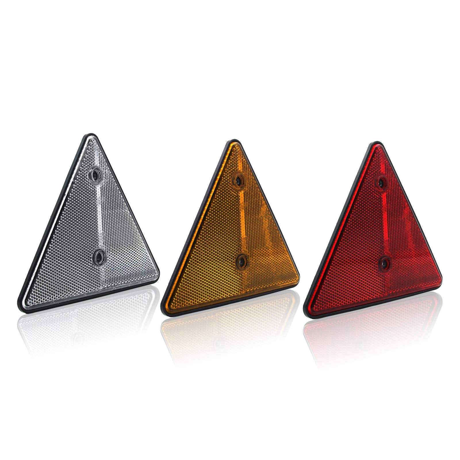 Mfc Pro Tail Rear Back Marker Indicator Triangle Automotive Reflectors For Car Van Truck Trailer - White - Pack Of 2