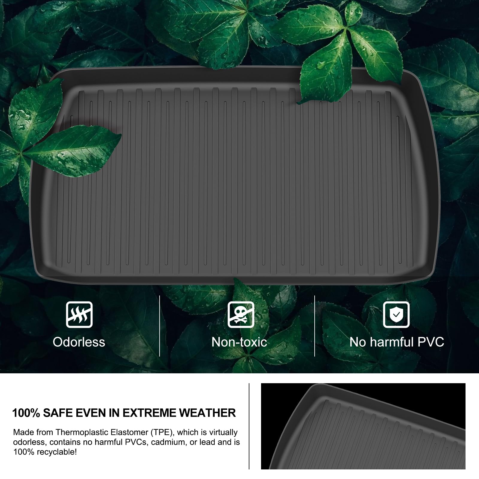 Kiwi Master Cargo Trunk Mat Behind 3Rd Row Compatible For 2018-2024 Honda Odyssey All Weather Trunk Liner Tpe Slush Mats Black
