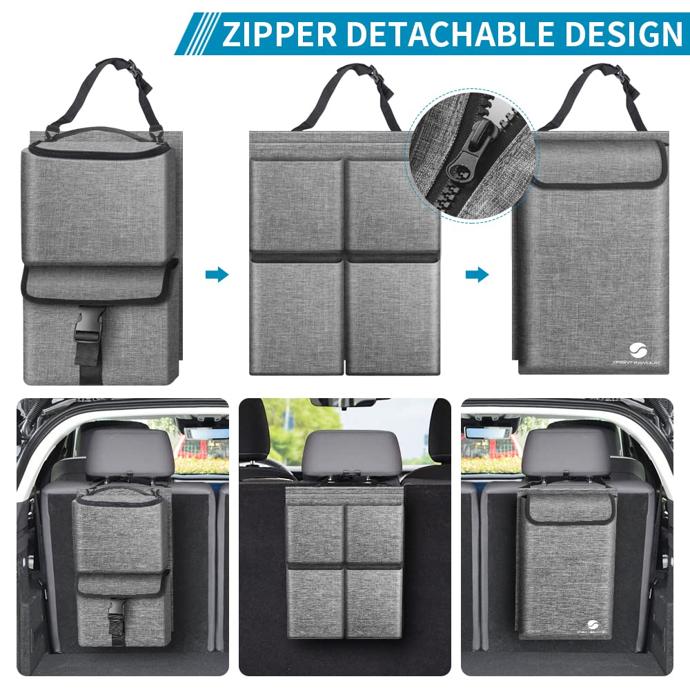 Car Trunk Organizer With Cooler, Hanging Organizers With Large Pockets, Zippers Detachable Seat Back Storage, Waterproof For Jee
