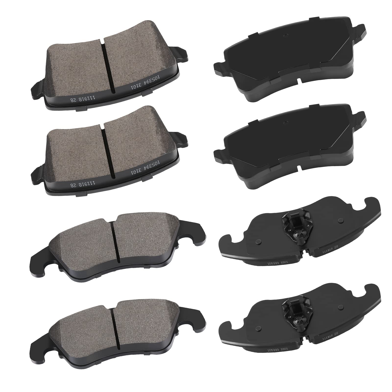 Cciyu D1322 D1386 Front Rear Ceramic Brake Pads Kits 8Pcs Fit For Audi A4, A4 Allroad, A4 Quattro, A5, A5 Quattro, Allroad, Q5,