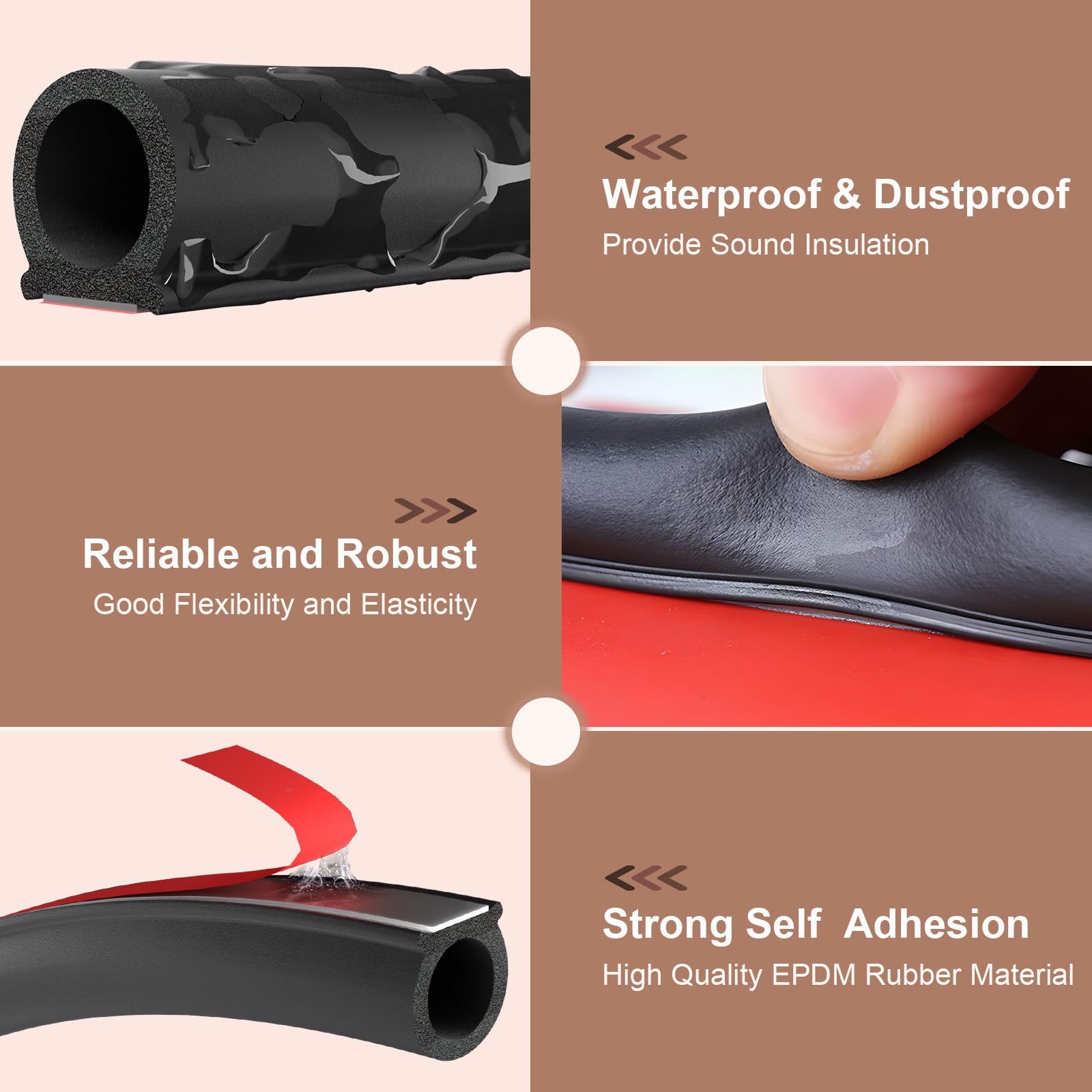 Alophoty 10 Ft Rubber Weather Stripping Door Seal, D Shaped Automotive Weather Stripping, Car Door Seal Strip, Self Adhesive Sou