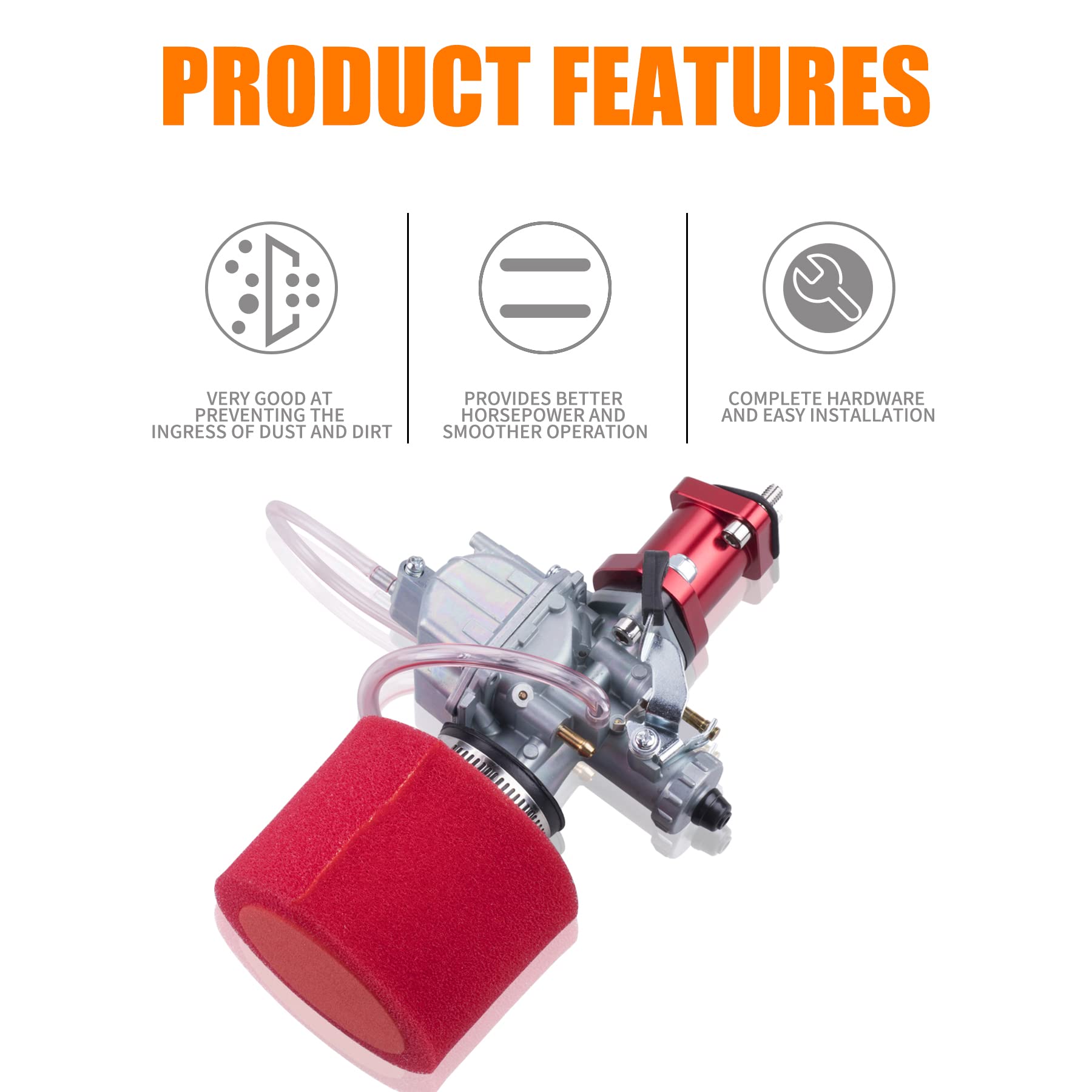 Oraevy Vm22 Racing Performance Carburetor Carb Mainfold Intake Pipe Air Filter Fit For Predator 212Cc Gx160 Honda Gx200 Ct200U 1