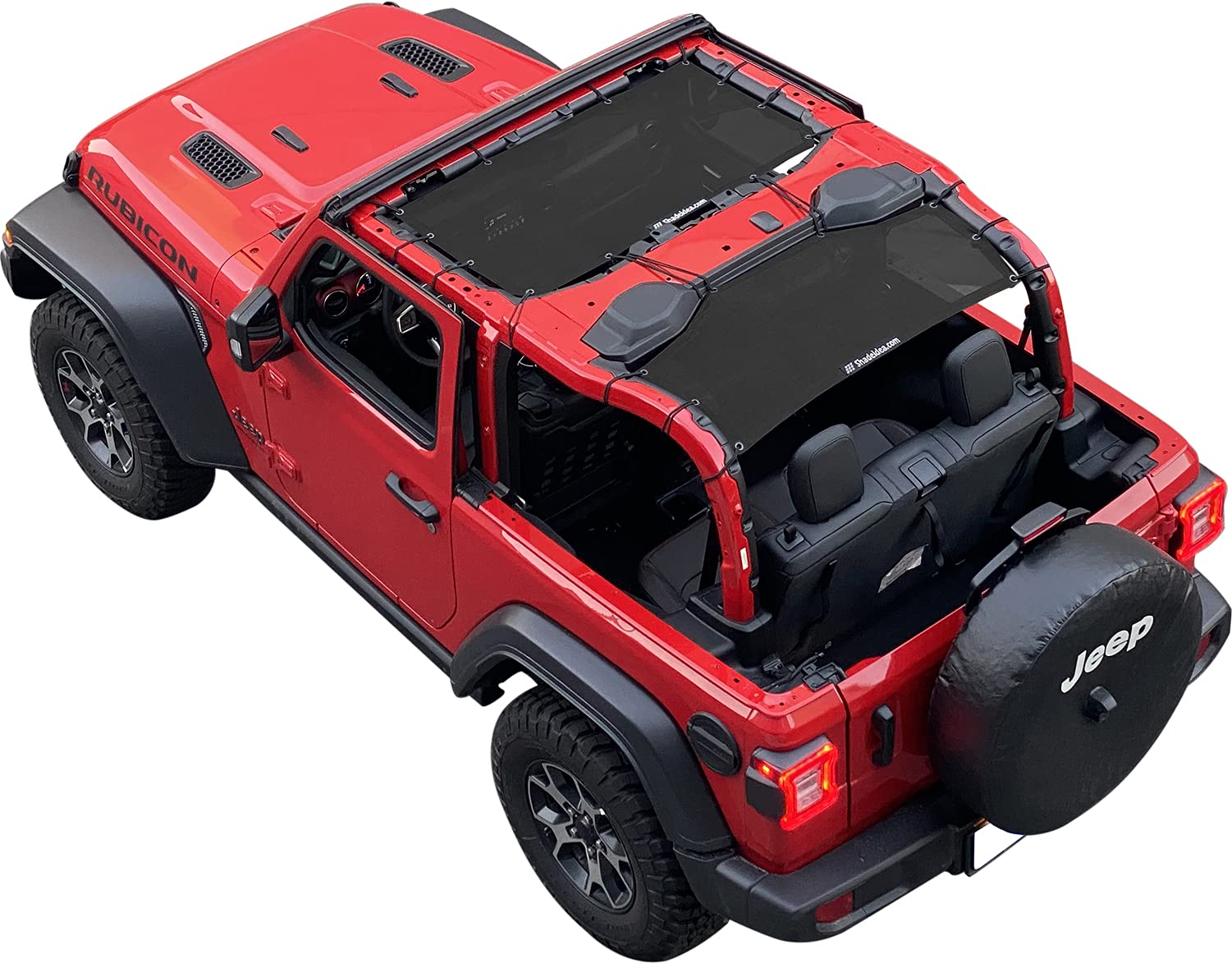 Shadeidea Jl Sun Shade For Jeep Wrangler 2 Door Top Sunshade (2018-2023), Front & Rear - Black Mesh Screen Wrangler Cover, Uv Bl