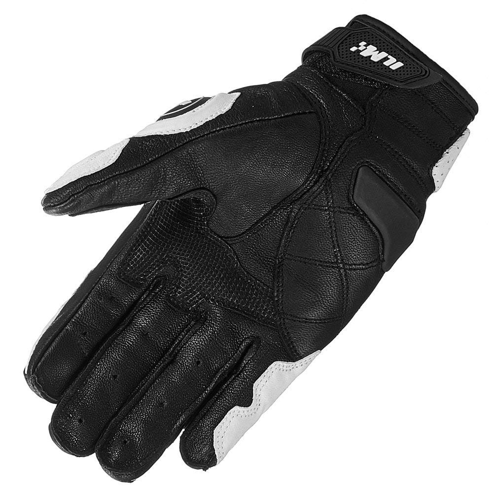 Ilm Air Flow Leather Motorcycle Gloves Touchscreen For Men And Women Model-Grc01 (Xxl, White)