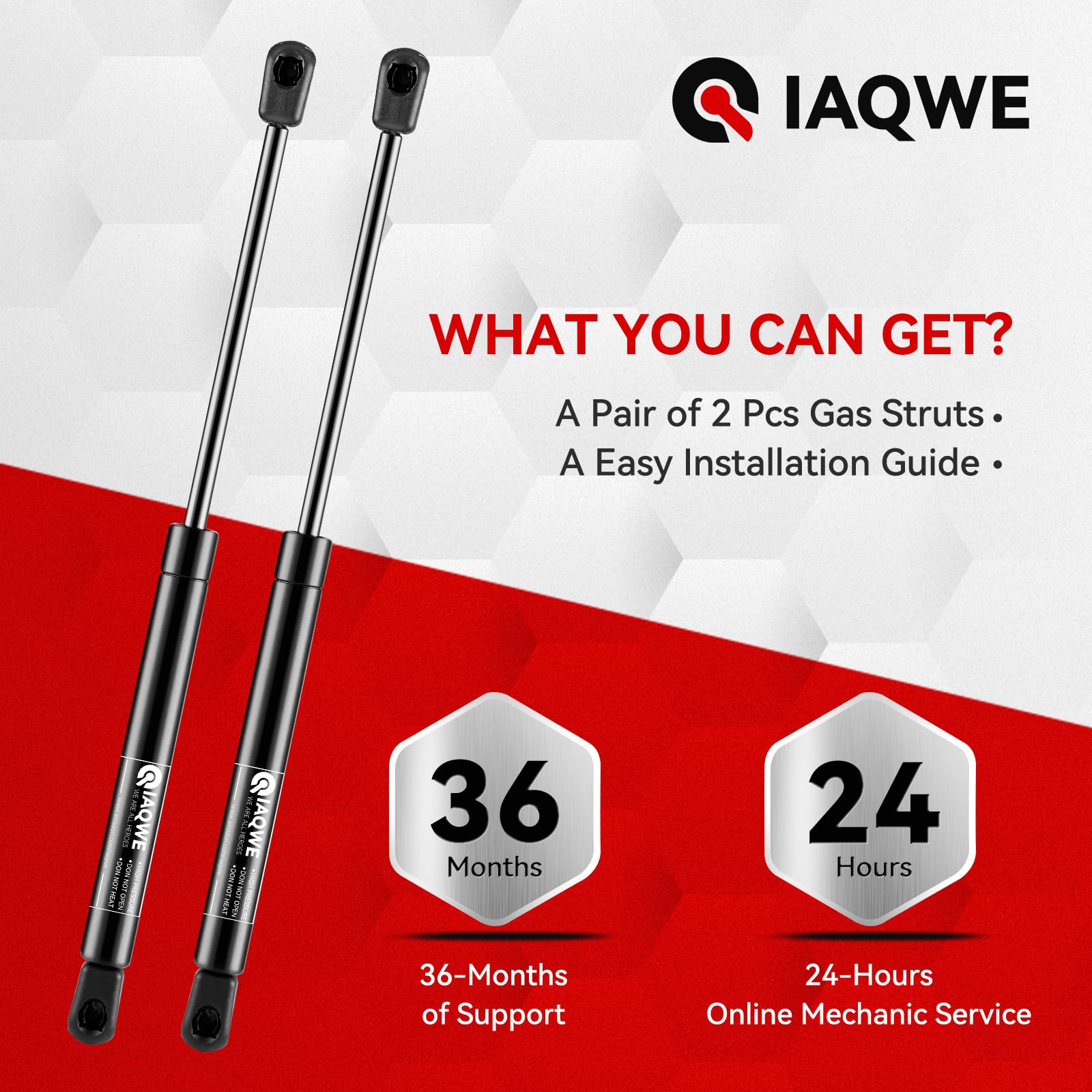 C16-02622 17 28Lbs/127N Gas Struts Spring Shocks Lift Support For Leer Are Snugtop Camper Shell Truck Topper Rear Window Truck Cap Canopy Door Boat Hatch Toolbox Lid 2Pcs By Iaqwe