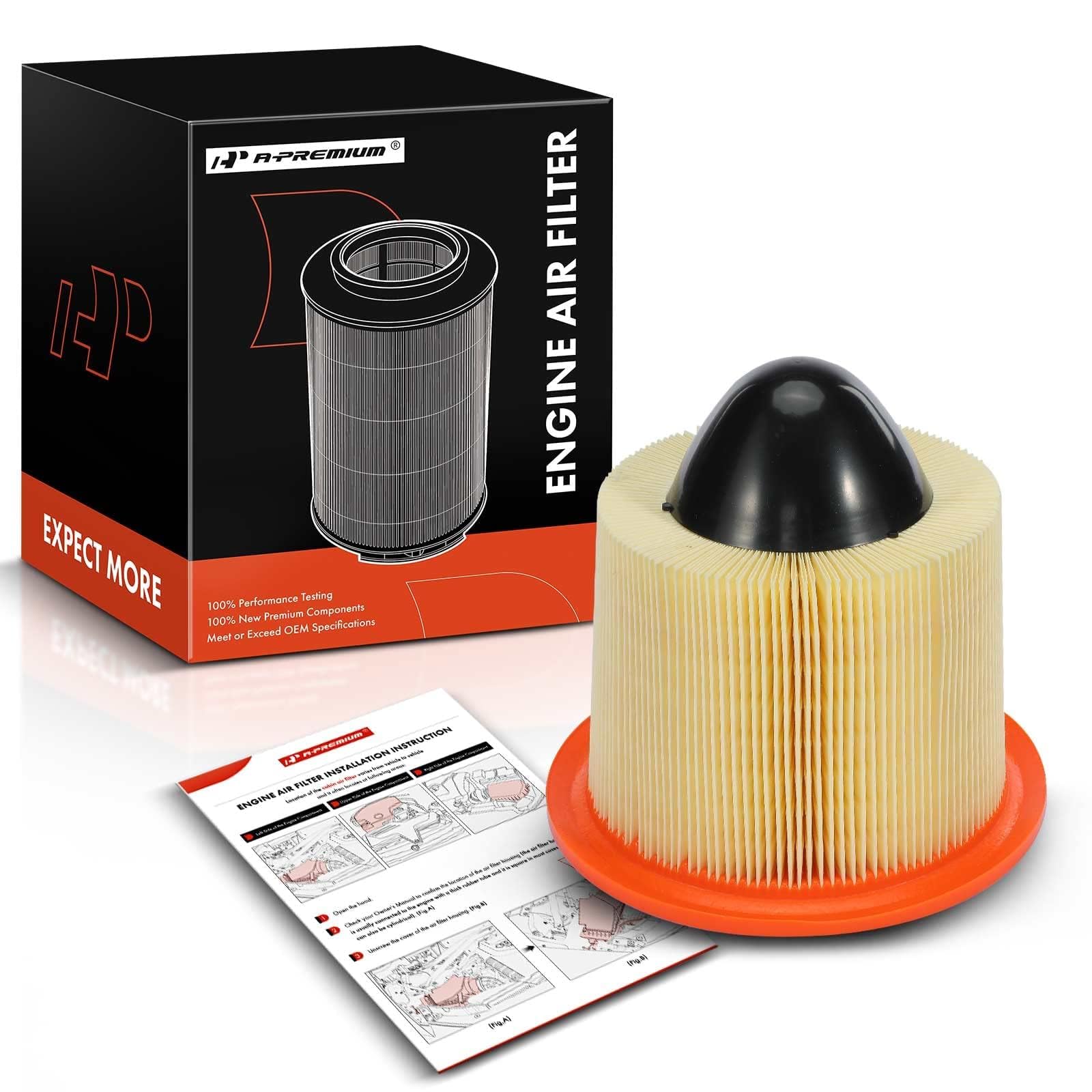 A-Premium Engine Air Filter Compatible With Ford & Lincoln Models - F-150 F-250, F-350 F-450 F-550 Super Duty, Mustang, Expediti
