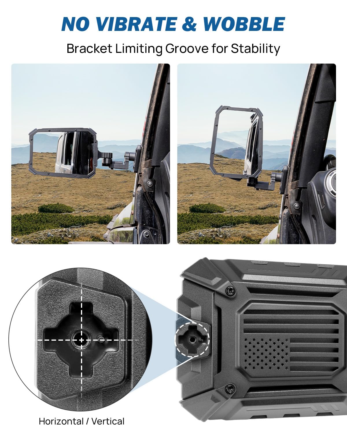 JOYTUTUS Wrangler Mirrors Doors Off or Doors On with Integrated Spot Light Mount Compatible with Wrangler TJ JK & Unlimited 1997