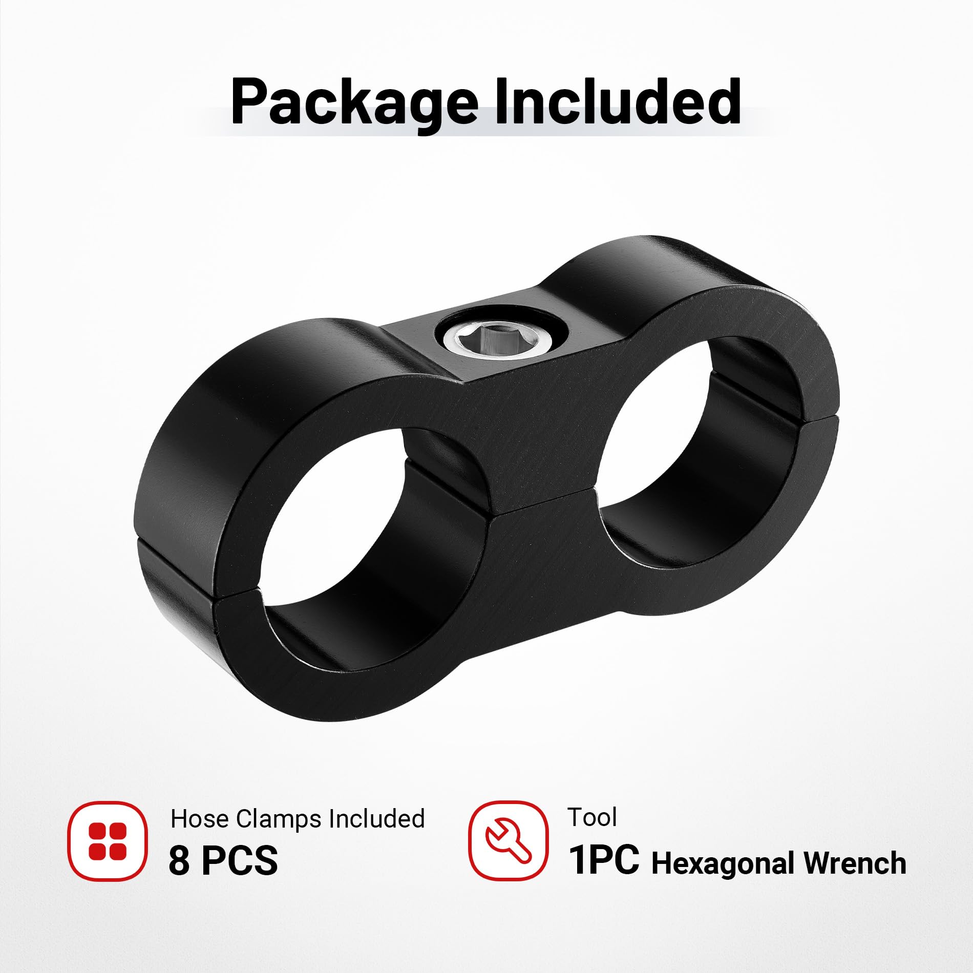 Evil Energy 10An Hose Separator Clamp, An10 Fuel Line Mounting Clamp Aluminum Black 10Pcs