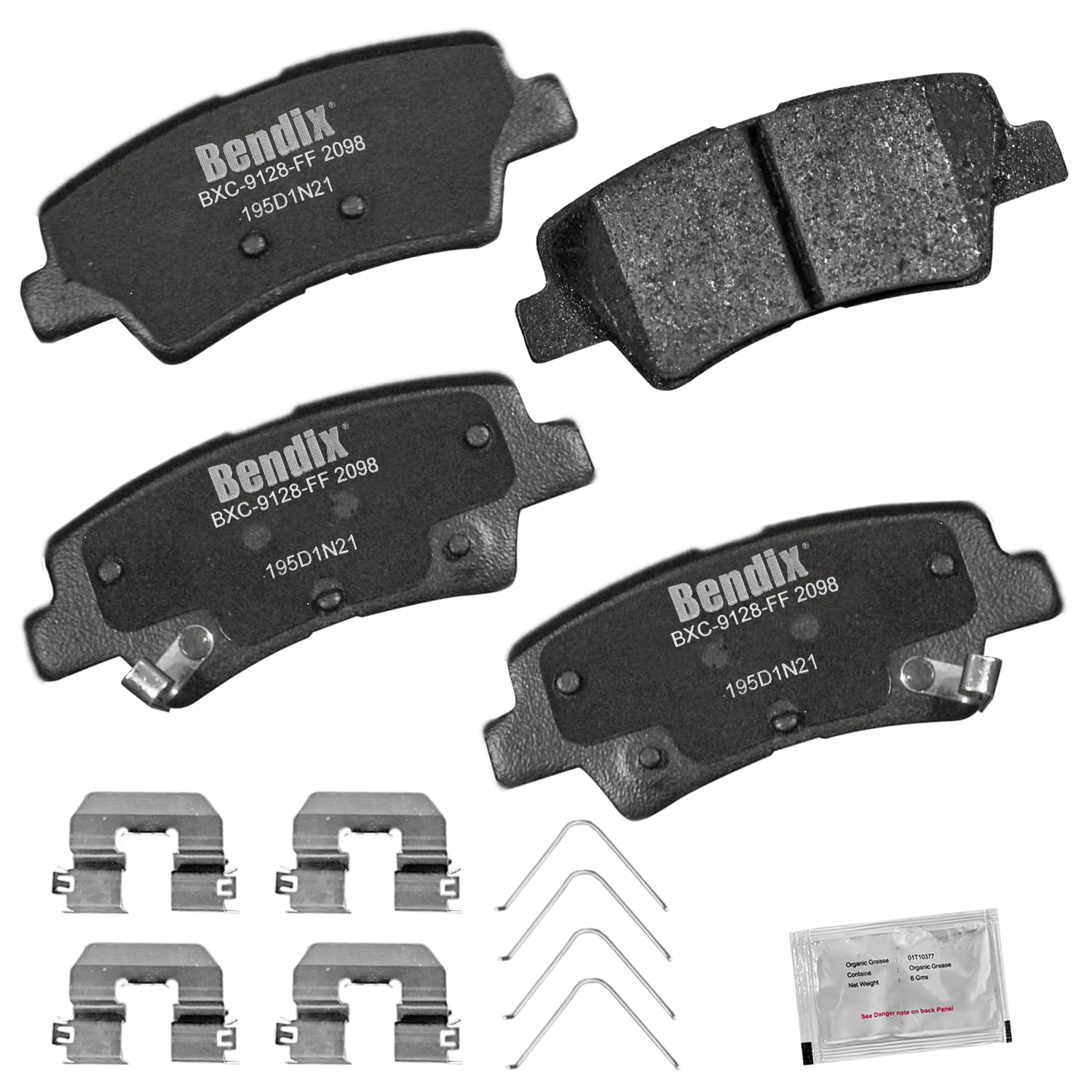 Bendix Priority1 Cfc2098 Ceramic Rear Brake Pads For Hyundai Nexo 2023-2019, Tucson 2021-2018, Kia Cadenza 2017, Cadenza 2019, S