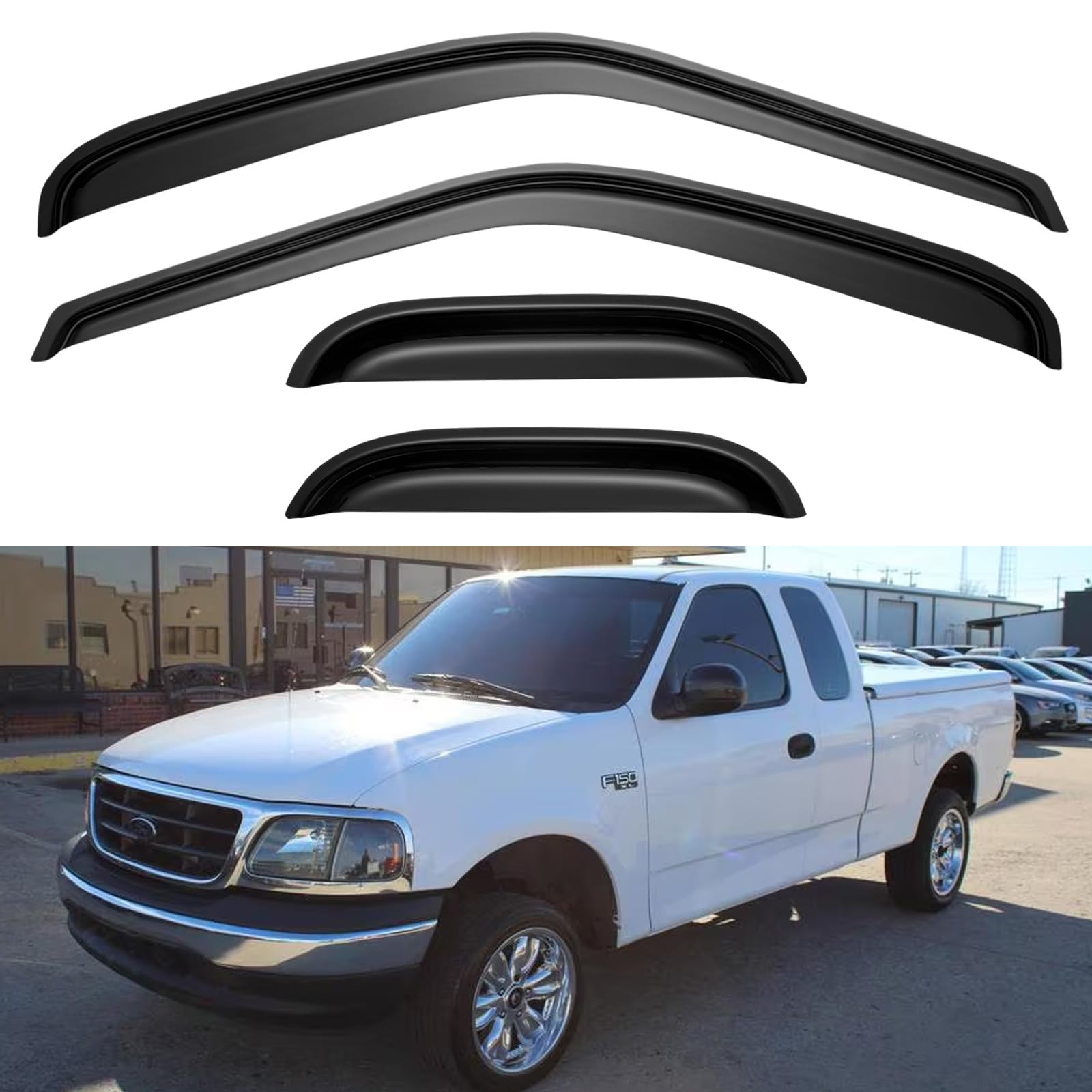 Window Visors Rain Guards For 1997-2003 Ford F150 Supercab, Out-Channel Window Vent Wind Deflectors Visors Shades For 1997-1999