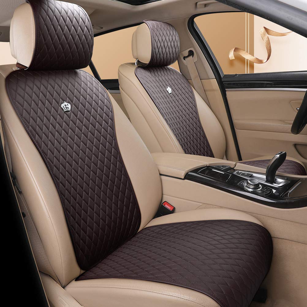 Red Rain Universal Seat Covers for Cars Leather Seat Cover with Crown Dark Brown WBCARB07XTB8B67