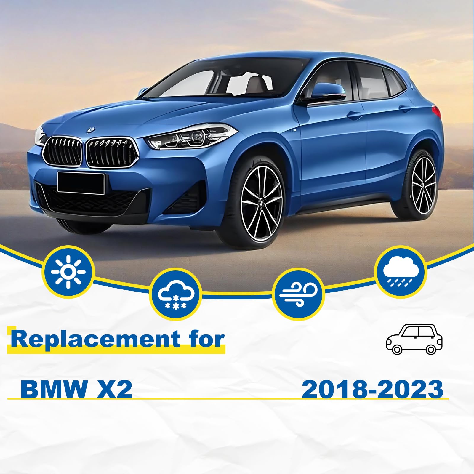 Hrsno 24''+20'' Windshield Wipers With 13'' Rear Wiper Blade Sets Automotive Replacement For Bmw X2 2018-2023,Easy For Installat