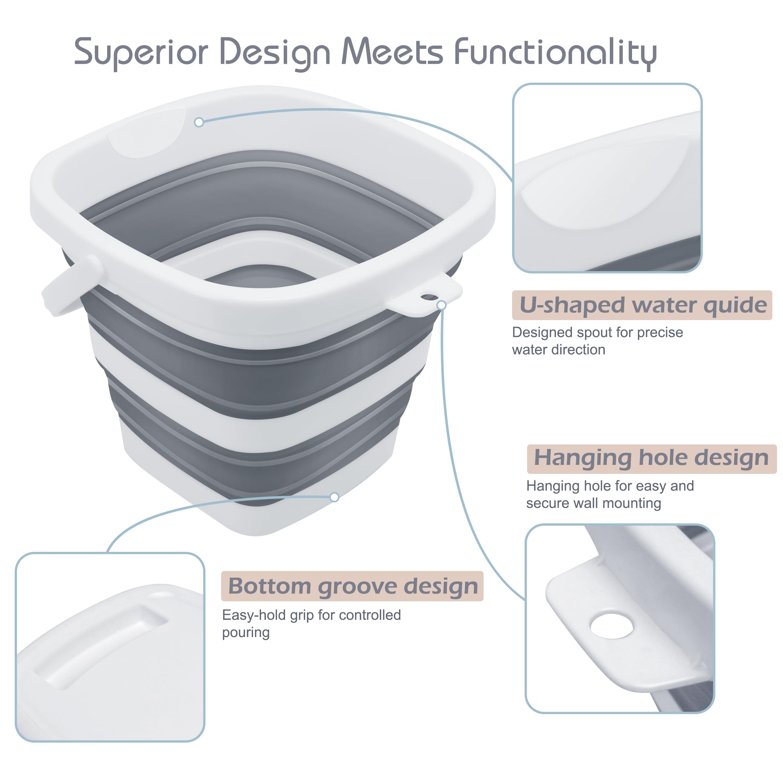 2 Pack Goderewild Collapsible Bucket 1.4 Gallon(5L) For House Cleaning, Beach, Car Wash, Camping, And Fishing - Lightweight, Fol