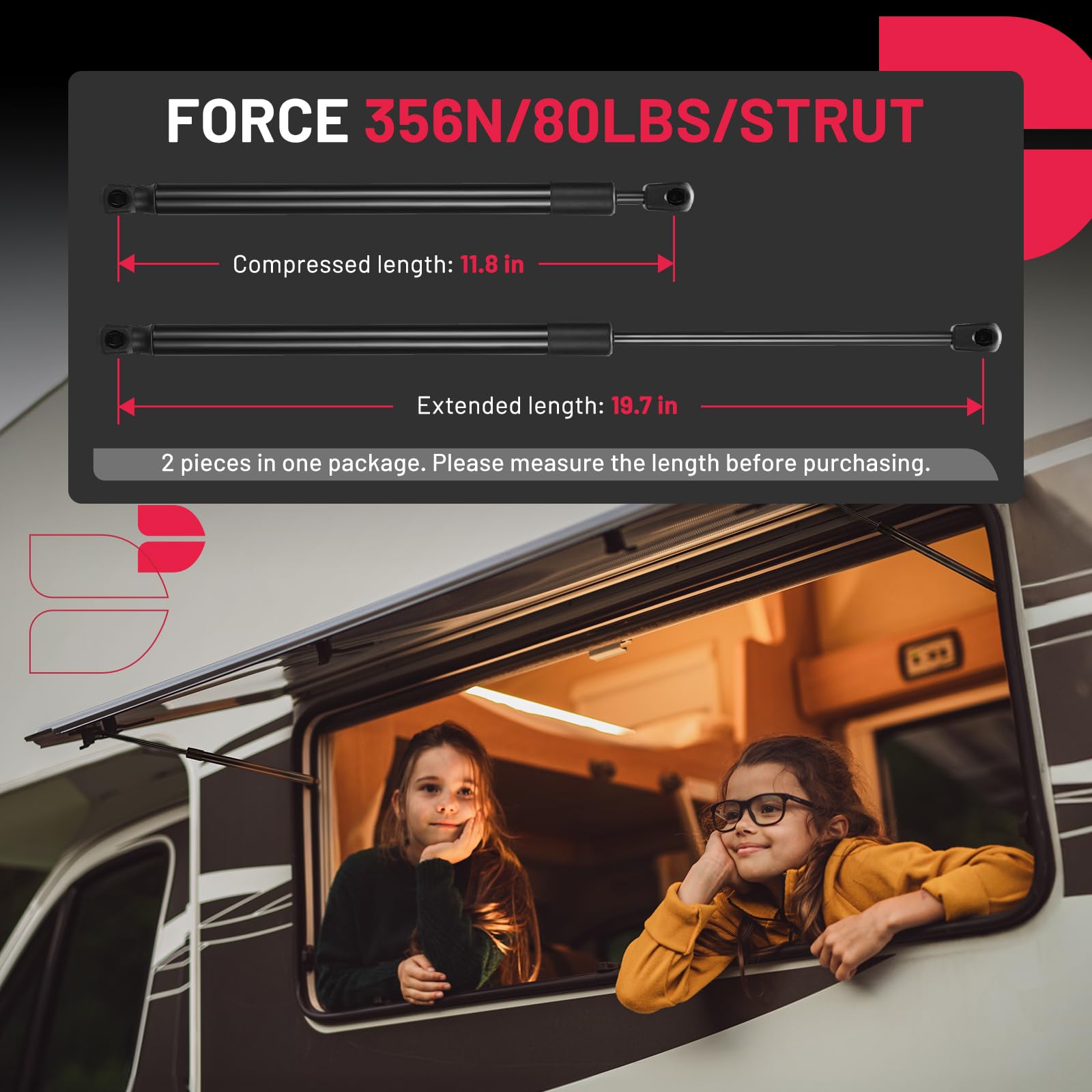 Bdfhyk C16-22632 36Inch 185Lb (823N) Gas Shocks Struts Lift Support For Snowmobile Trailer, Heavy Sled Trailer Cap, Truck Cover,