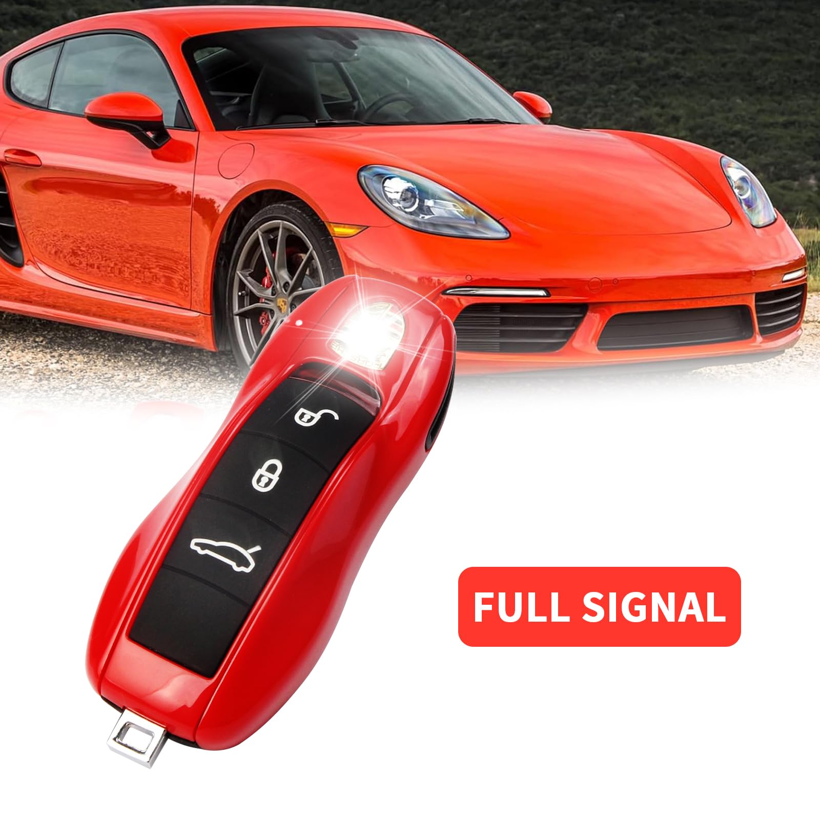 Qbuc For Porsche Key Fob Cover,3-Piece Painted Key Shell Compatible With Porsche Cayenne Panamera Macan 911 Boxter Cayman (Red)