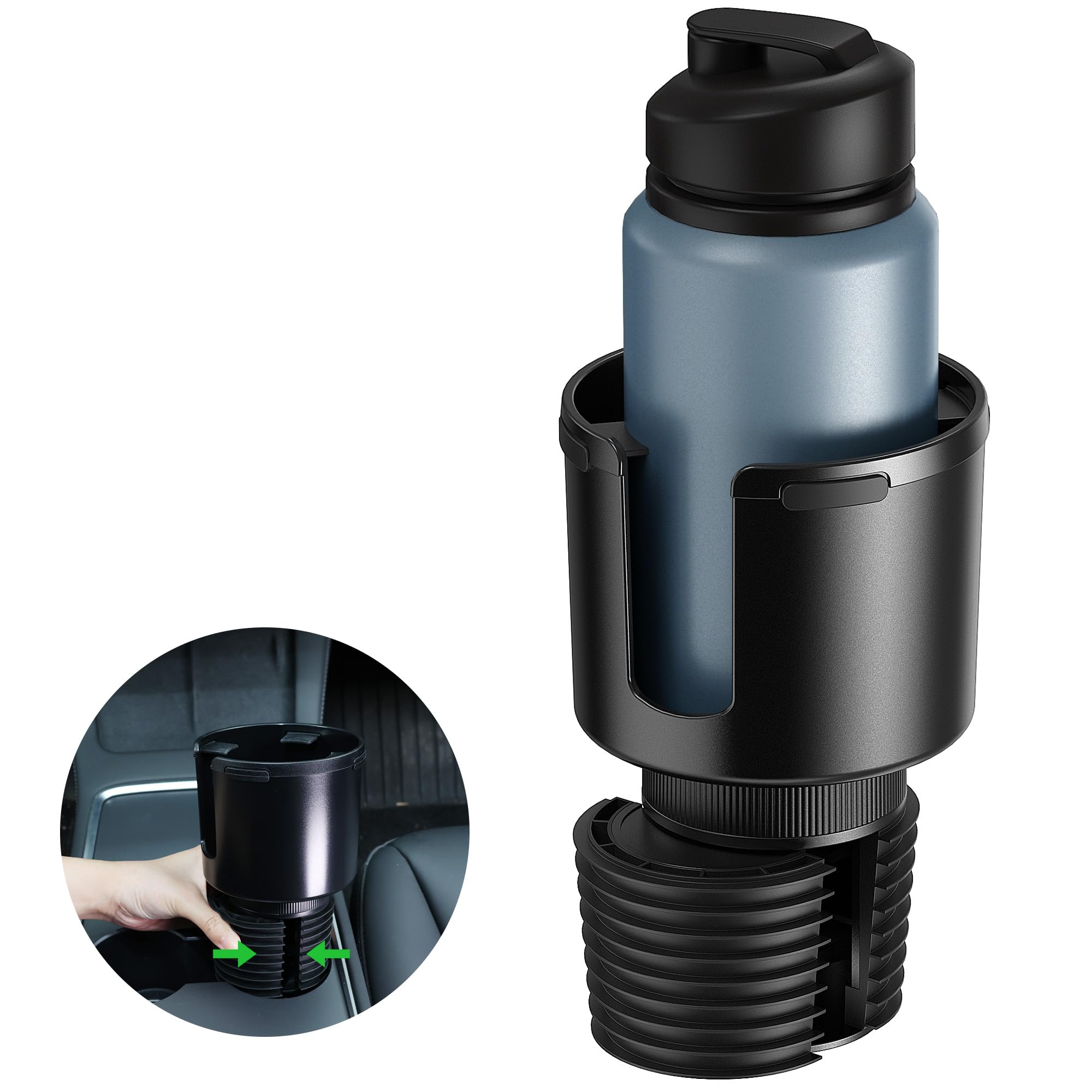 Car Cup Holder Expander, Cup Holder Expander For Car With Stretchable Rubber Base, Large Cup Holder Adapter Compatible With Yeti