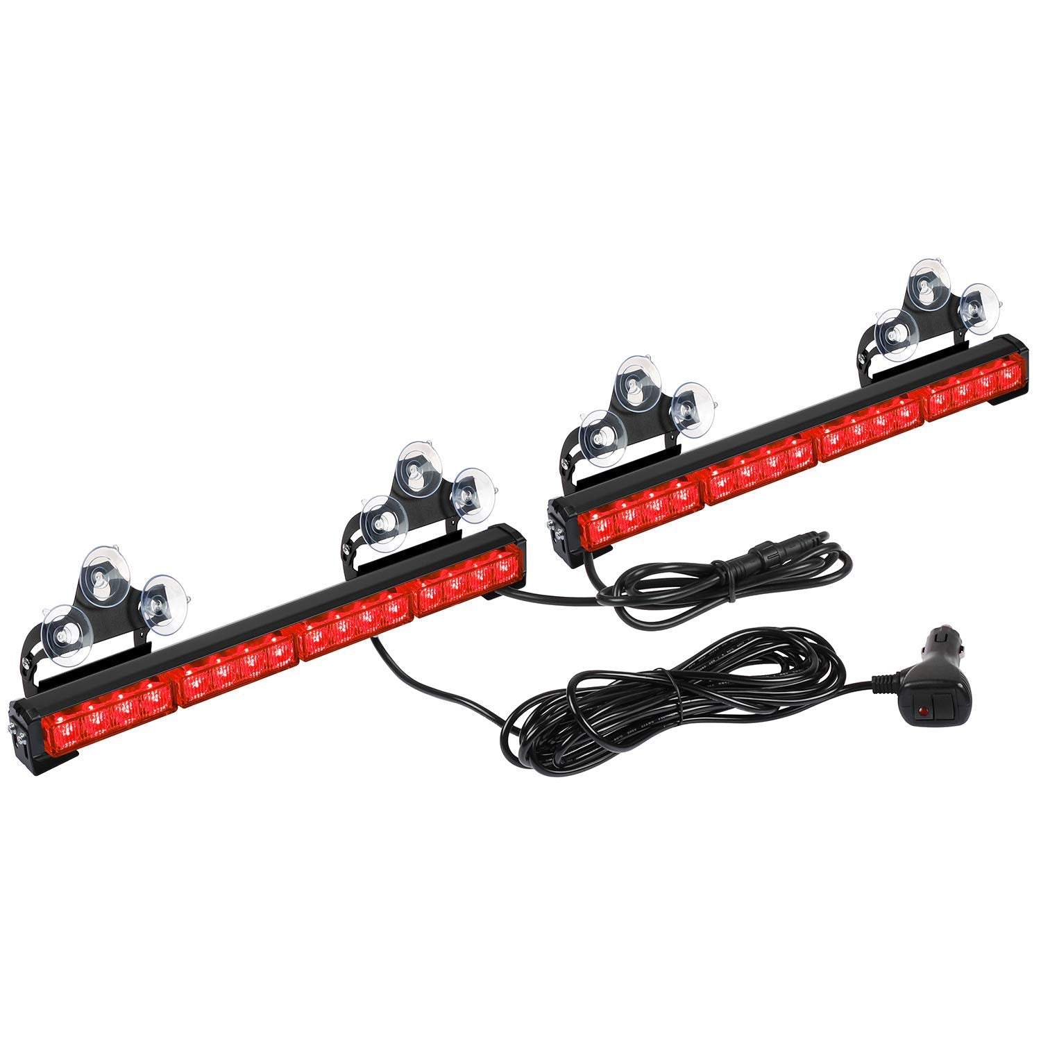 Aspl 2X16.8 Inch Emergency Flashing Led Traffic Advisor Strobe Light Bar 32Led 26 Flash Patterns Interior Safety Warning Lights (Red)