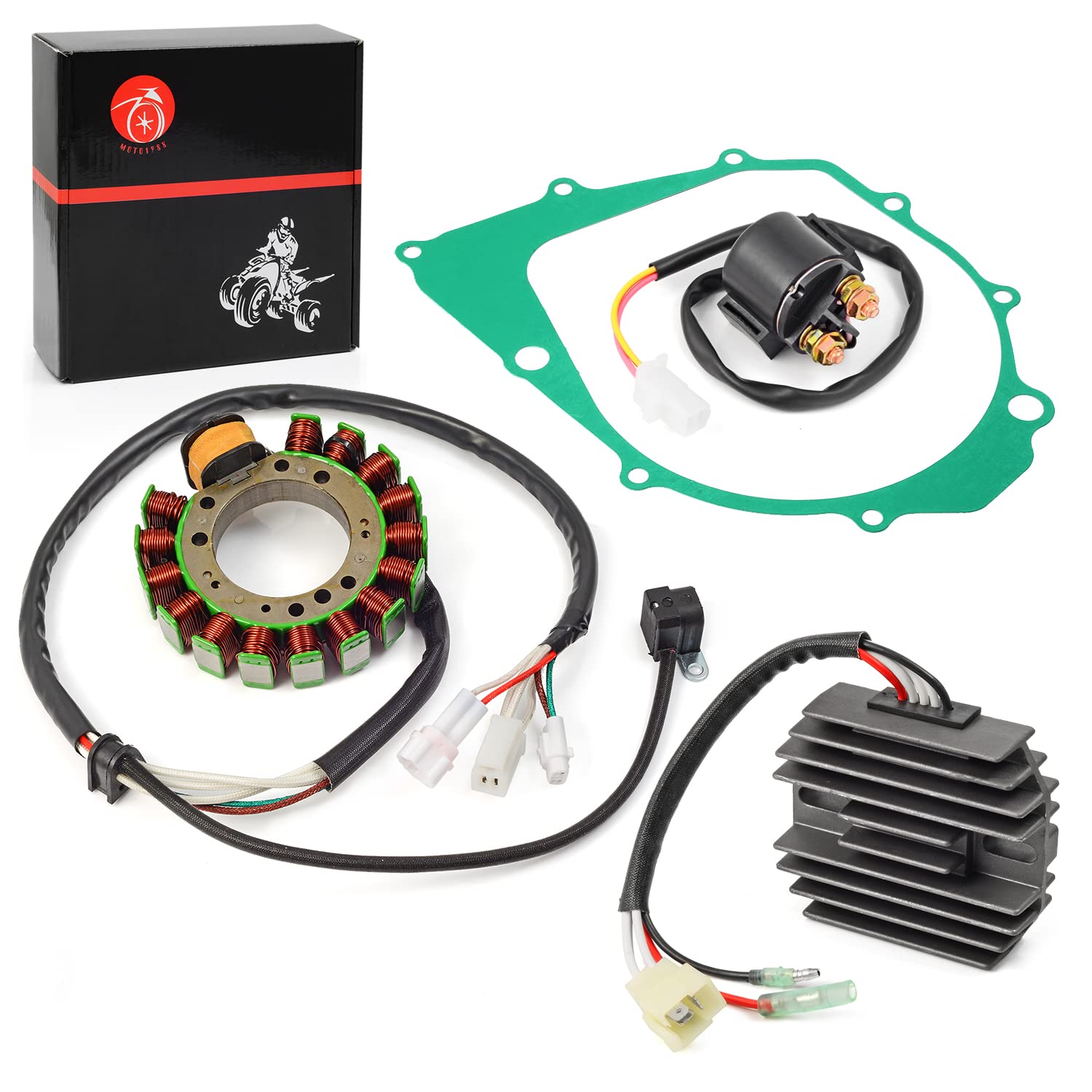Stator & Regulator Relay With Gasket For Yamaha Warrior 350 Yfm350 1996 1997 1998 1999 2000 2001 3Hn-85510-10-00 3Gd-15451-00-00