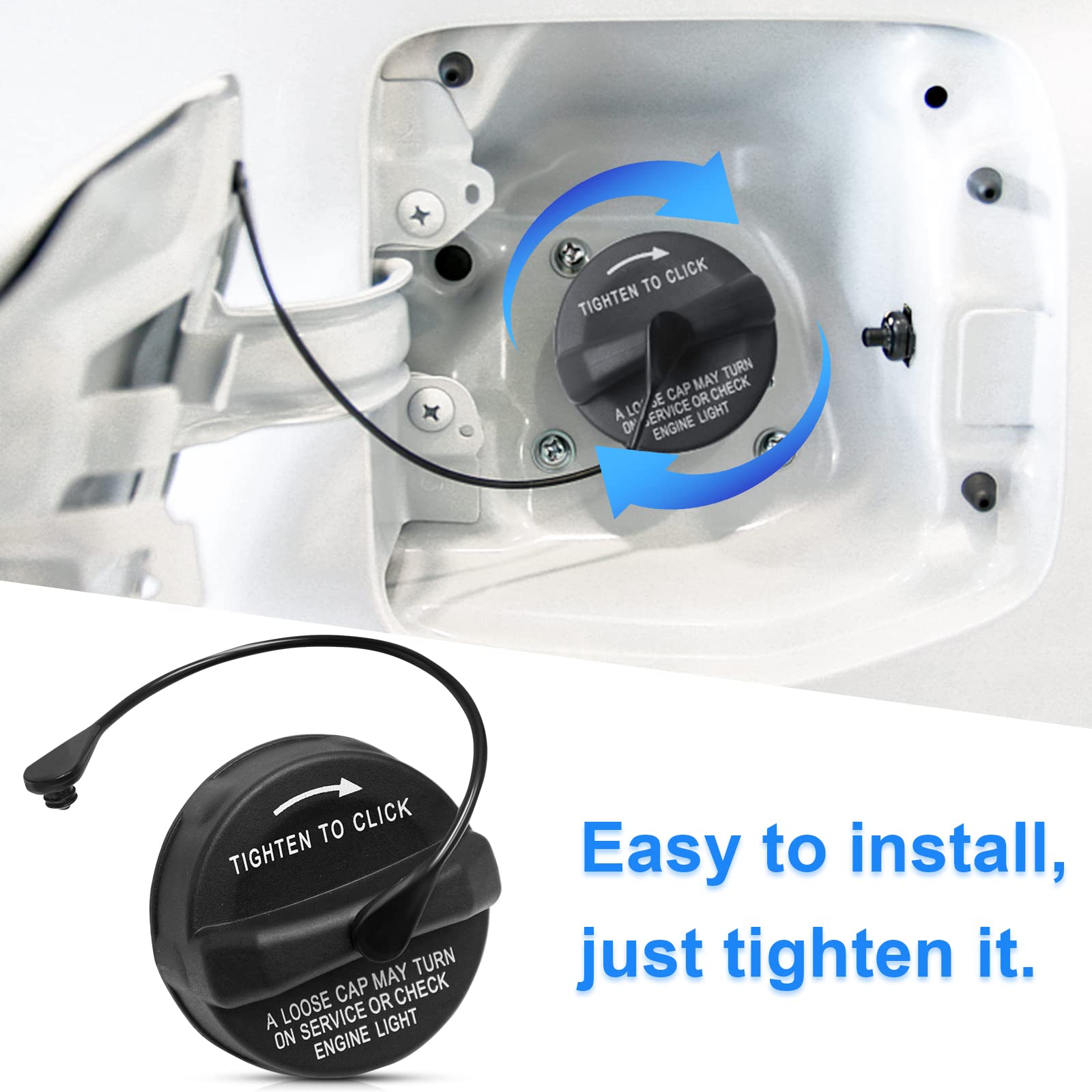 Premium Gas Cap, Fuel Cap By Tenbaba, Gas Cap Replacement For Dodge 2000-2019, Jeep Wrangler Jk 2003-2018, Ram 1500 2500 3500, Fuel Tank Cap Replace# 52100552Ag, 5210 0552Ag, 52030387Ab, 52030387Aa