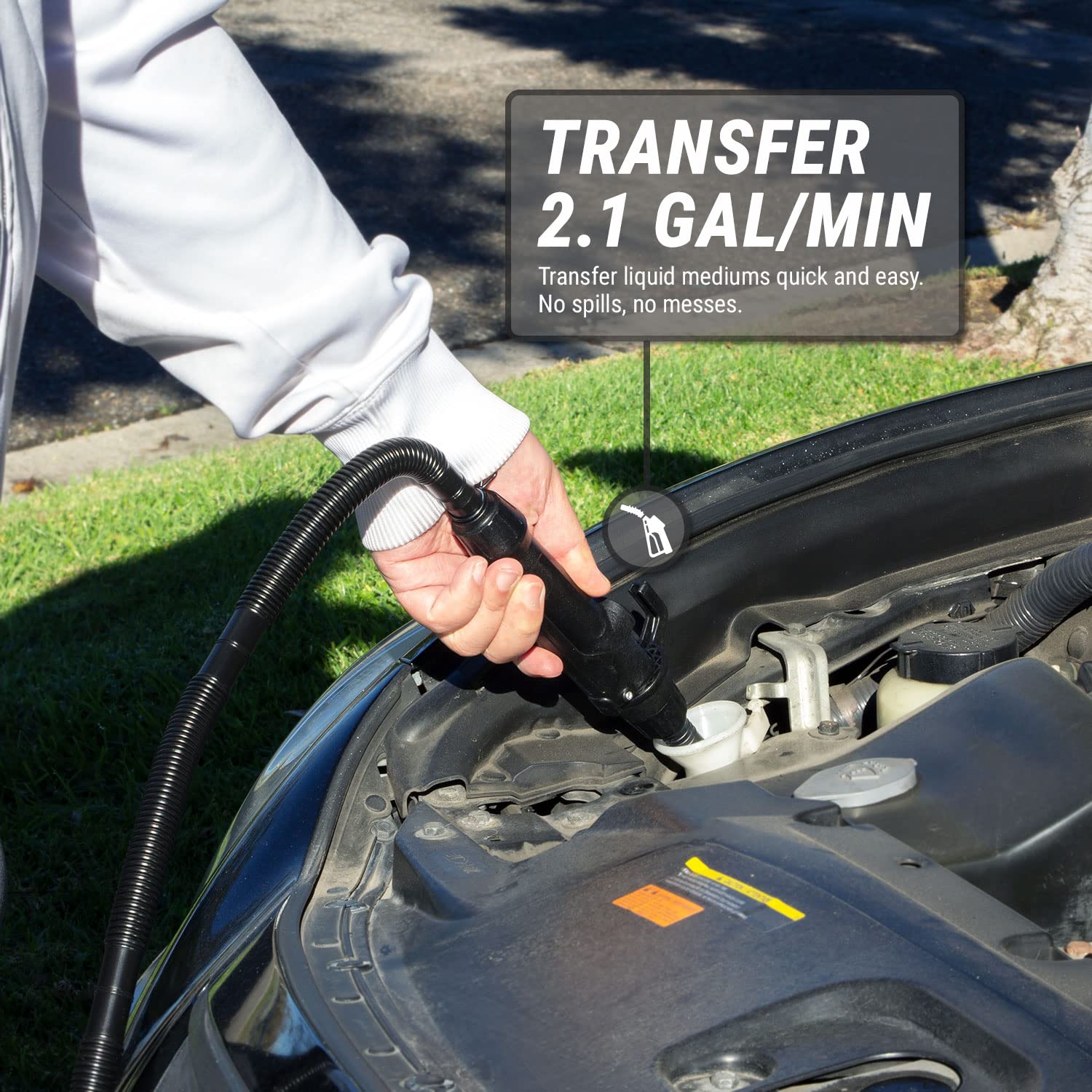 Tera Pump Fuel Transfer Pump W/Quick Flow Control Nozzle & Telescopic Tube [Chemical Resistant] - 3X Powerful D Battery Powered,