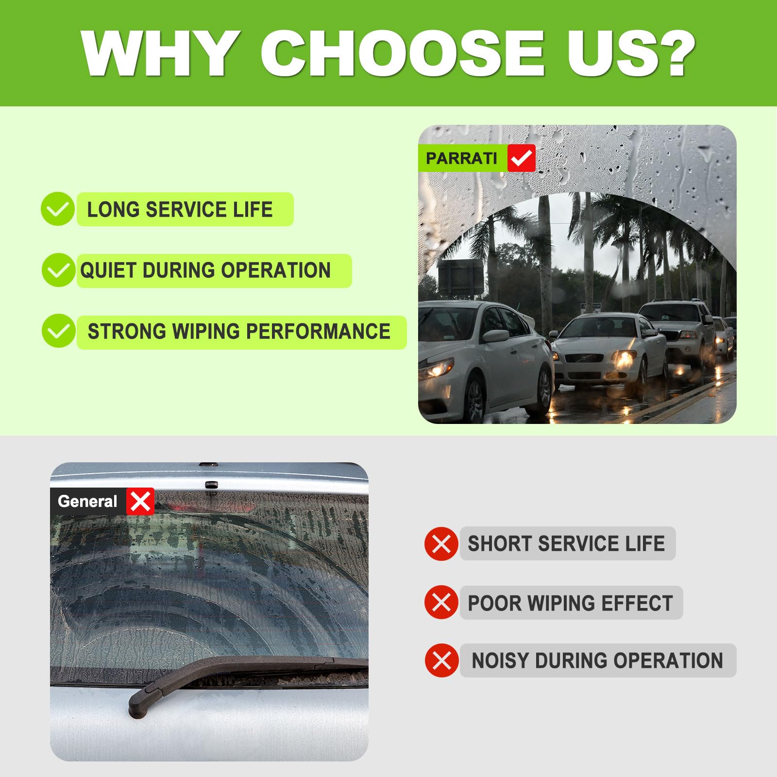 Parrati® 15'' Premium Rear Wiper Blades All-Season Replacement For 2018-2022 Volkswagen Tiguan,2019-2023 Touareg Rear Windshield Wipers-(15-G)