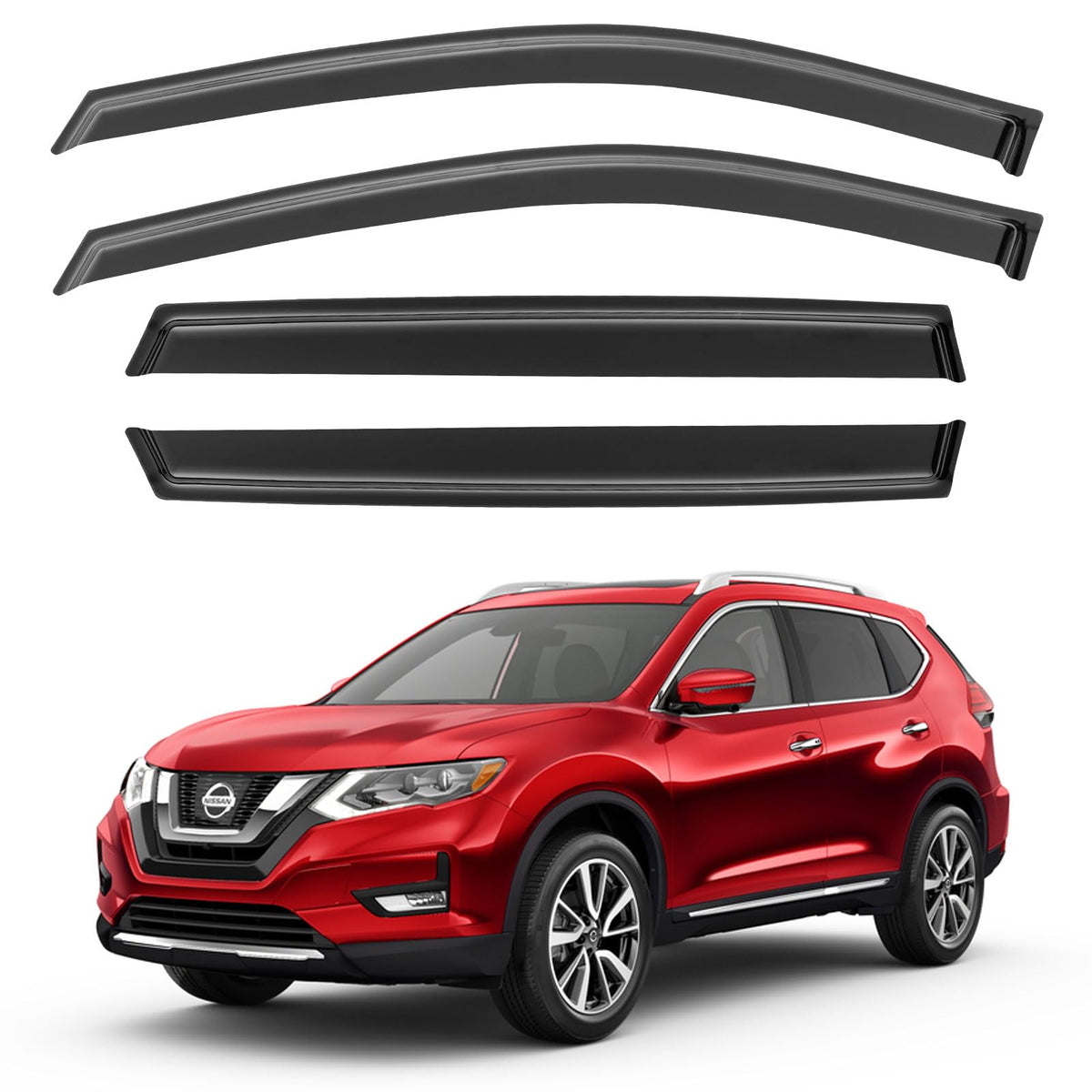 Window Visors Rain Guards for Nissan Rogue S SV SL 2014-2020, Out-Channel Window Vent Wind Deflectors Visors Shades for 14-20 Ro