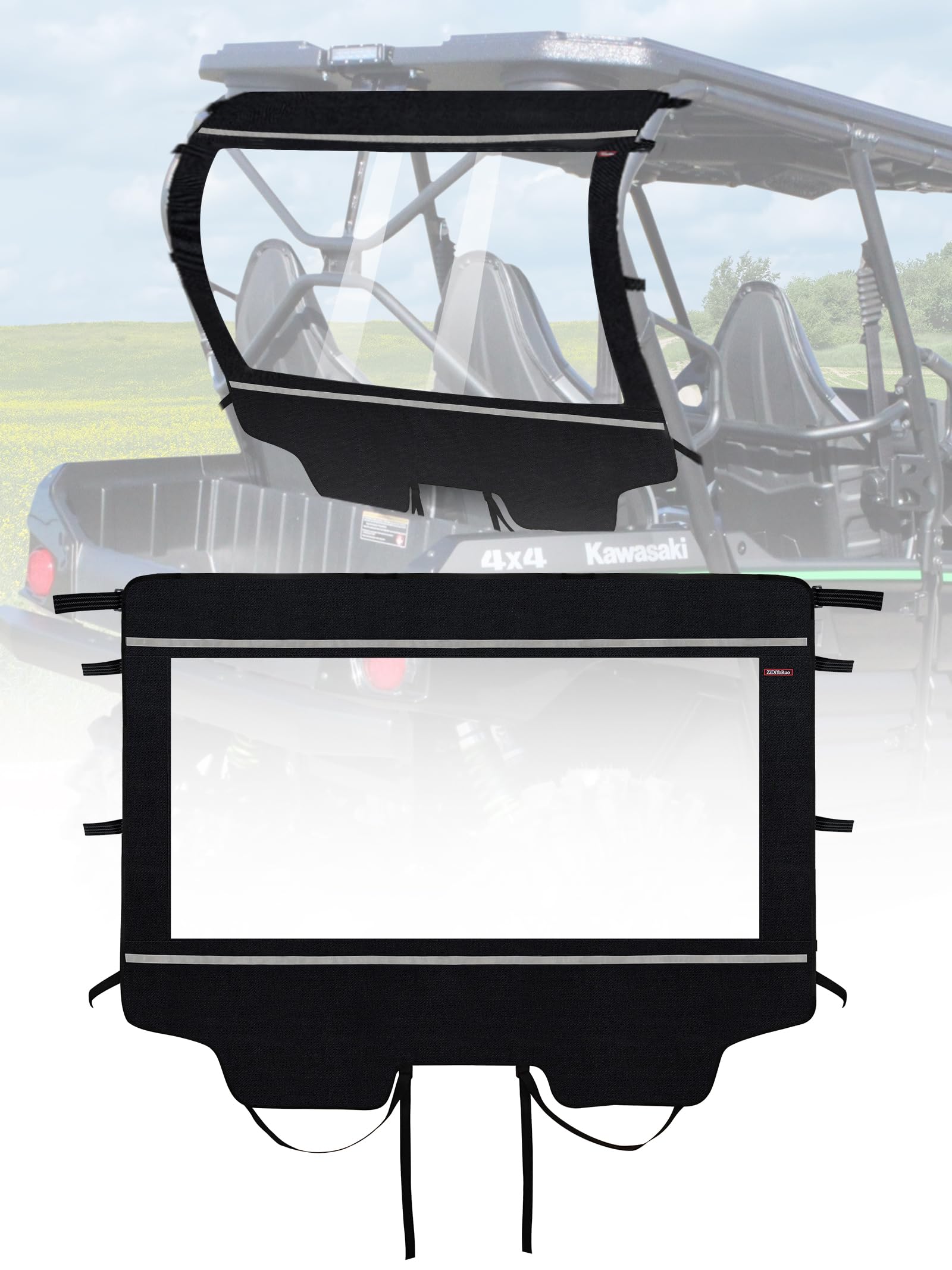Zidiyoruo Soft Back Windshield For Kawasaki Teryx - Dustproof, Rainproof, And Cold Air Proof - Ideal For Kawasaki Teryx 4 800 Ow