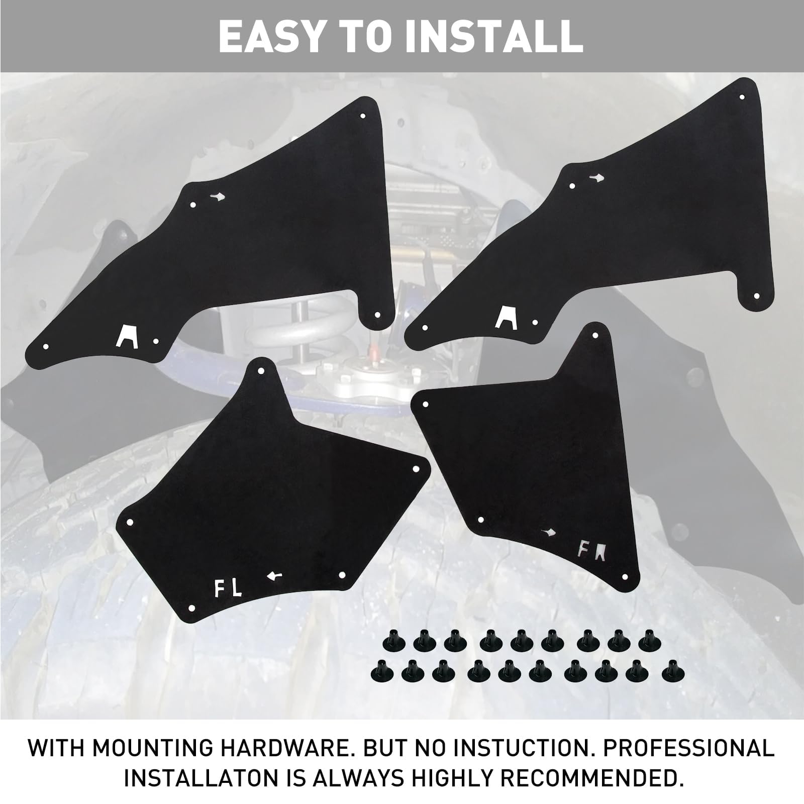 ECOTRIC Splash Guards Fender Liner Shield Compatible with 2003-2022 Toyota 4 Runner 2007-2014 FJ Cruiser 2003-2020 Land Cruiser 2003-2020 Lexus GX460 GX470 Replace for 5373535150 5373635150 5388635020