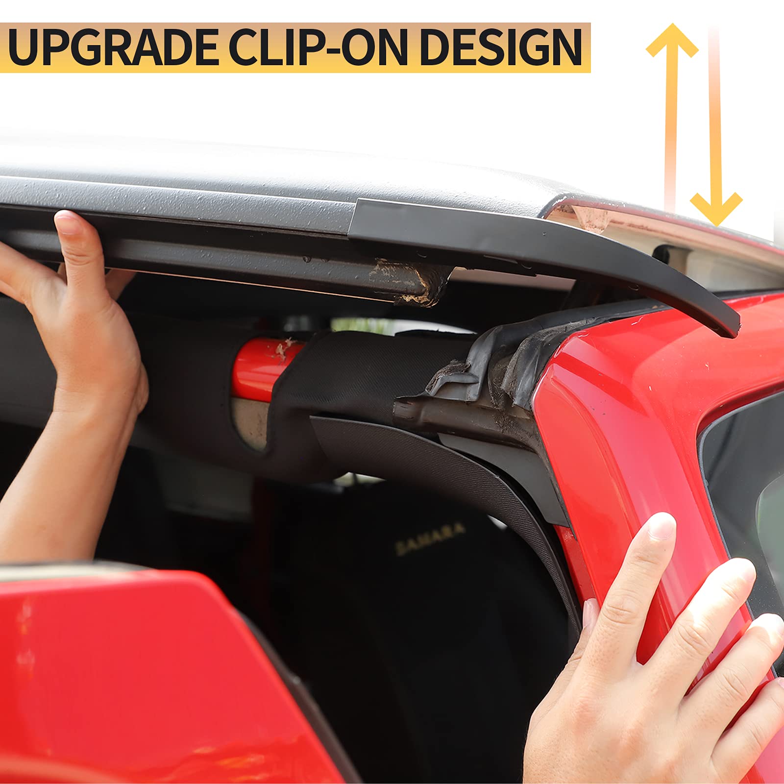 JeCar JK Hardtop Rain Gutter Extension Drip Rail Rain Diverter Exterior Accessories for Jeep Wrangler 2011-2018 JK JKU, Upgrade