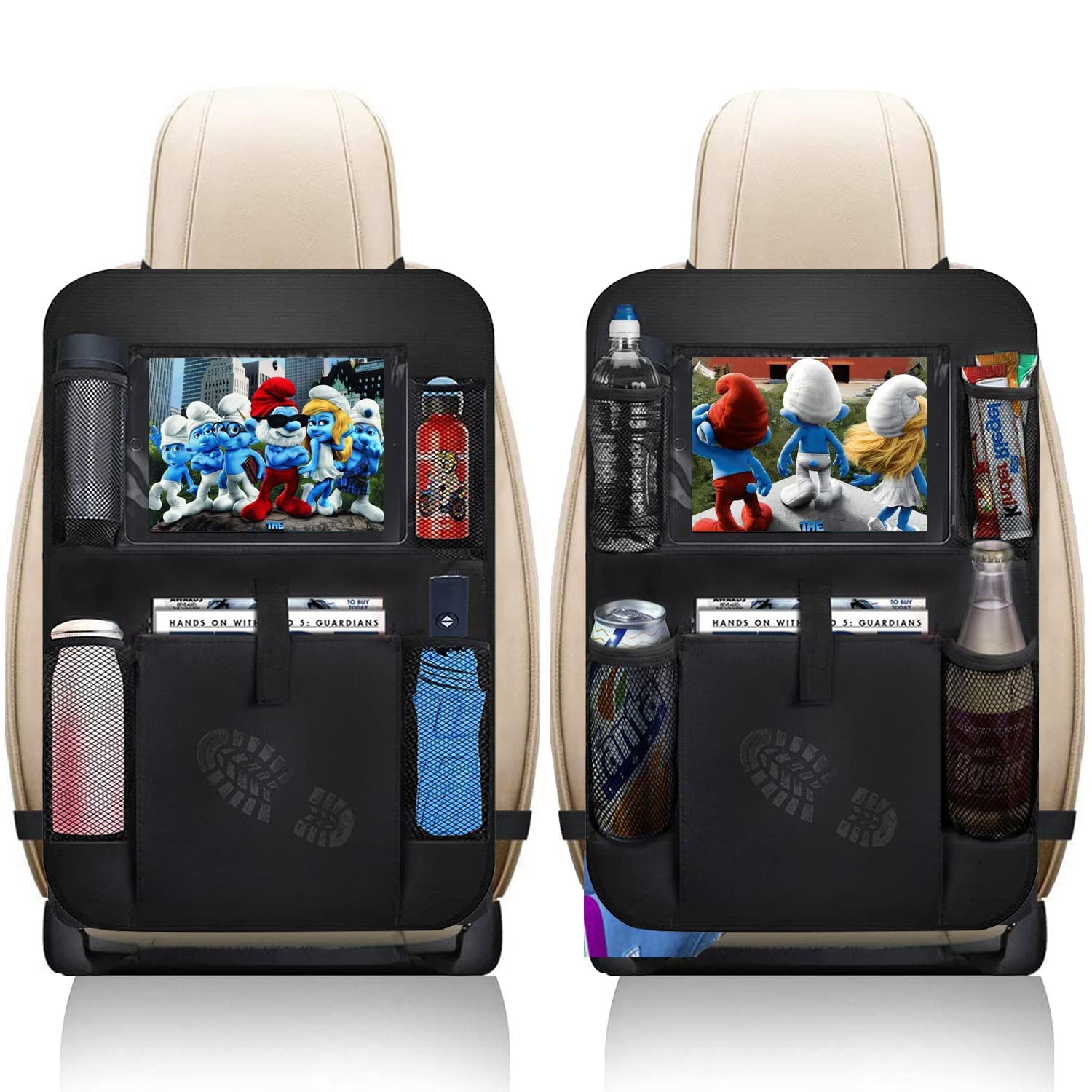 Axelect Car Backseat Organizer 2 Pack, Car Seat Back Protectors With Clear 10 Tablet Holder + 5 Storage Pockets