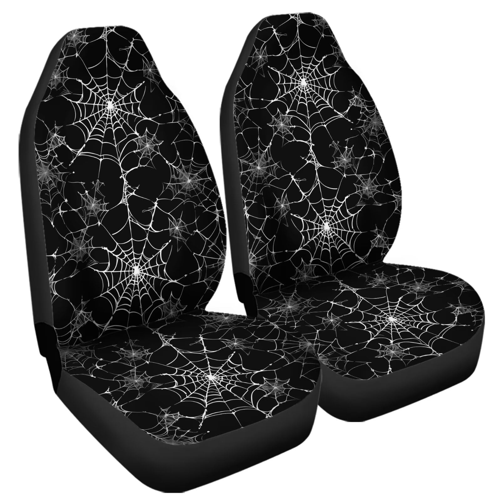 Bulopur Halloween Black Spider Web Printed Car Seat Covers Sets Of 2 Vehicle Front Seat Cushions Automobile Seat Protector Car S