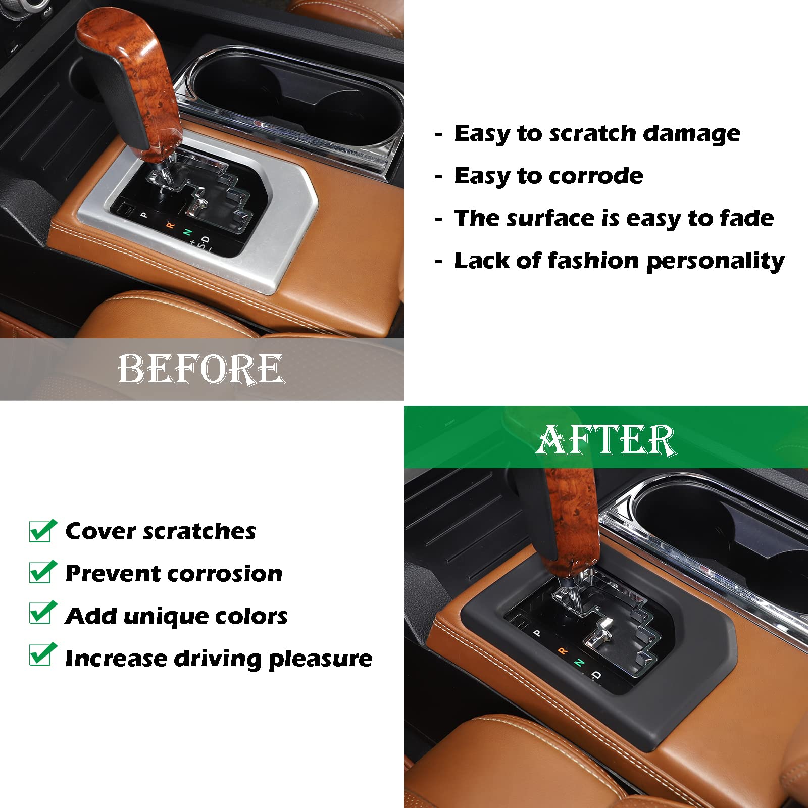 Llkuang For Toyota Tundra 2014-2021 Abs Center Console Gear Shift Panel Frame Trim Car Accessories (Matte Black)