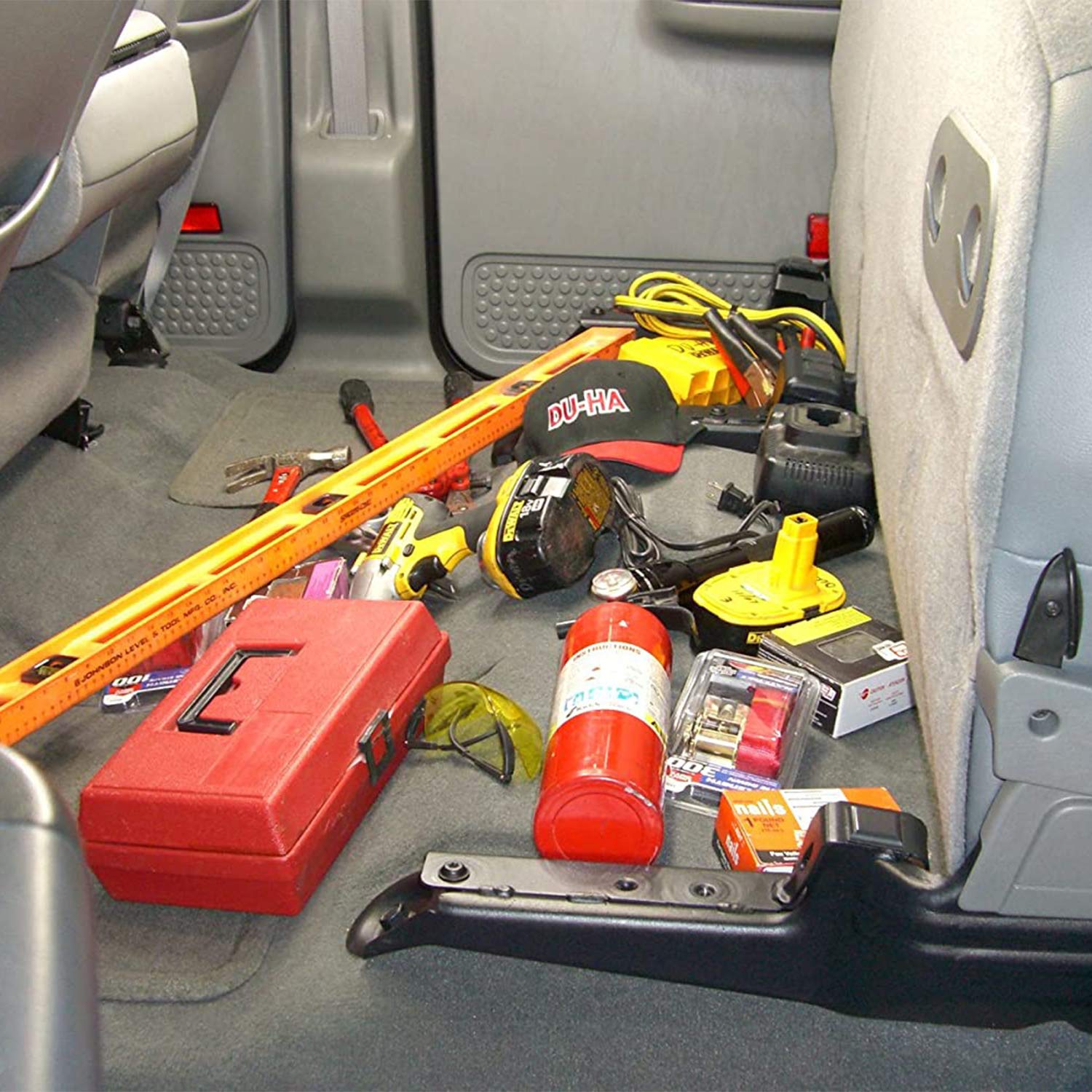 Du-Ha Under Seat Storage Fits 2008-2016 Ford F250 F350 F450 F550 Super Duty Crew Cab With 60/40 Split Bench Seats Only | Black Heavy-Duty Back Seat Organizer | 20067