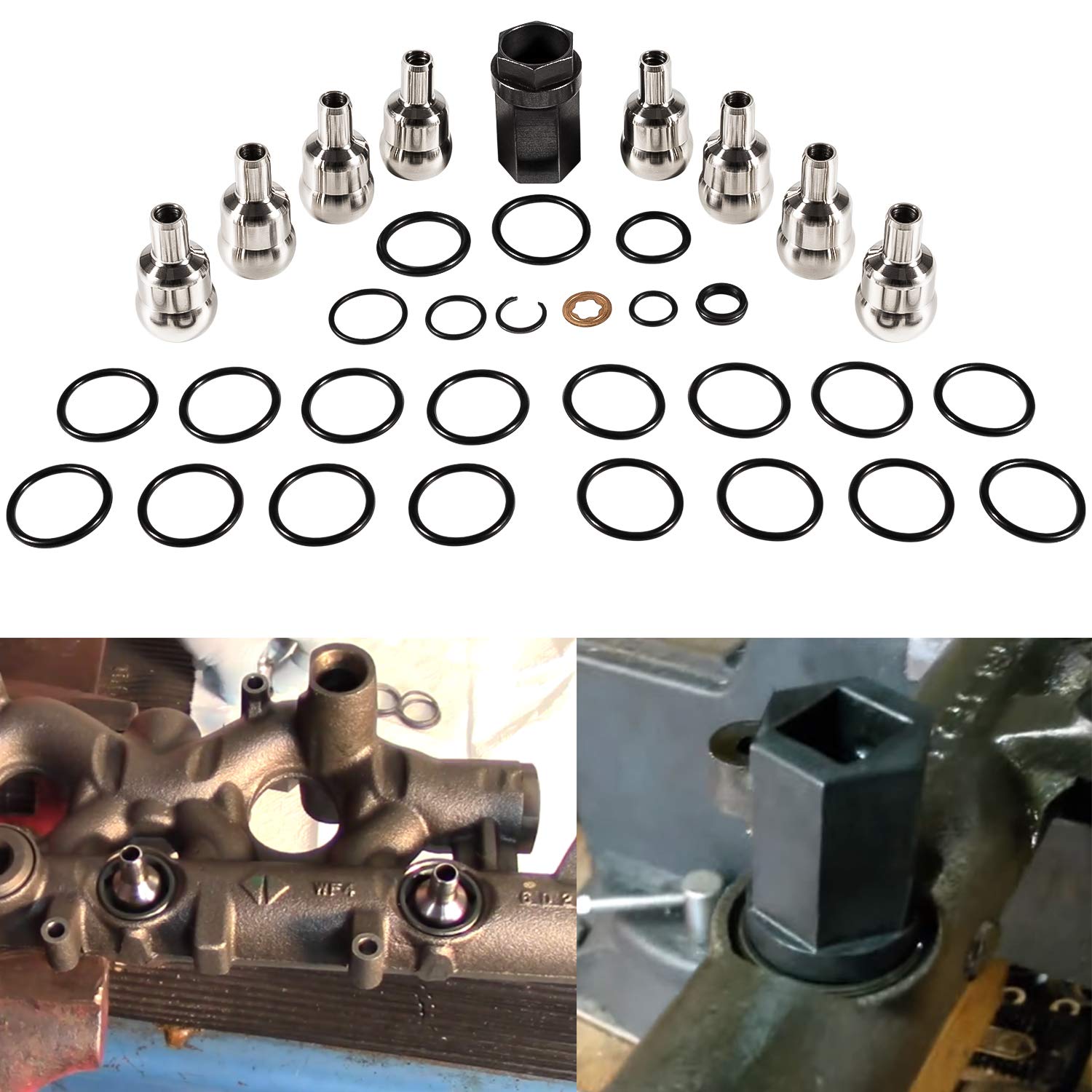 High Pressure Oil Rail Ball Tube O-Rings Repair Kit & Nipple Cup Socket & Injector Seal Kit For Ford 6.0L Diesel 2003-2007