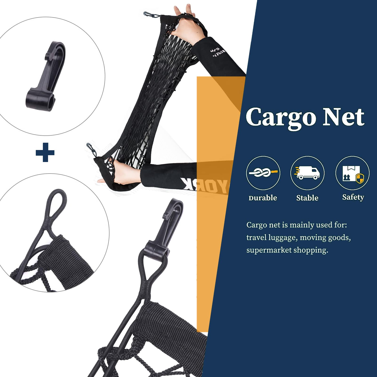 Omocyra Cargo Trunk Net for Chevrolet Tahoe 2015-2025, Black Nylon Tailgate Netting