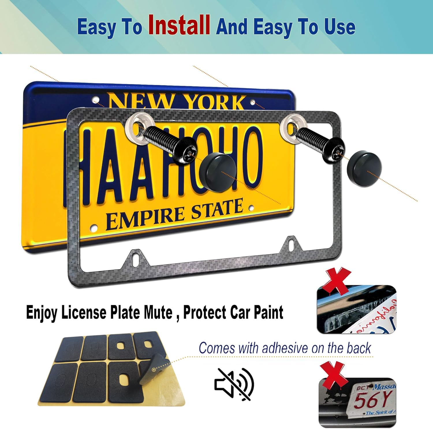 Bggtmo Black License Plate Screws- Stainless Steel Car Tag Plate Mounting Hardware, Rustproof Anti-Theft Security Mechanical Bol