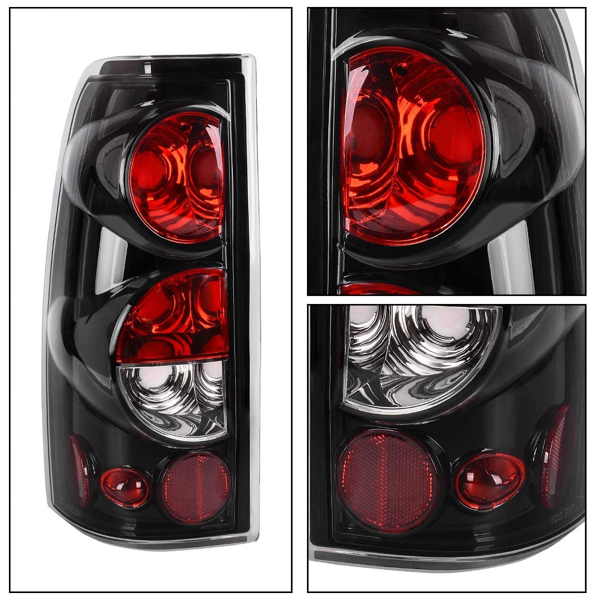 DWVO Headlight Assembly & Taillights for 1999-2002 Chevy Silverado 1500/2500 - Black Housing, Smoke Lens, Model D-CTLAHL-1000+