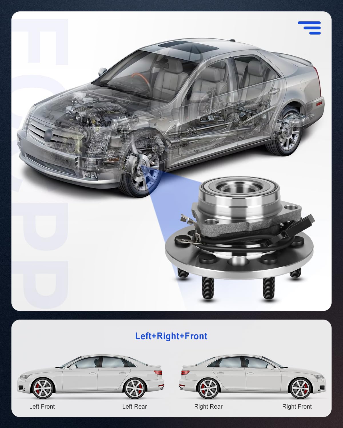 ECCPP Wheel Hub and Bearing Assembly Front 515024 fit 1995-2000 Chevy Cadillac GMC 4WD Replacement for 6 lugs wheel hub with ABS