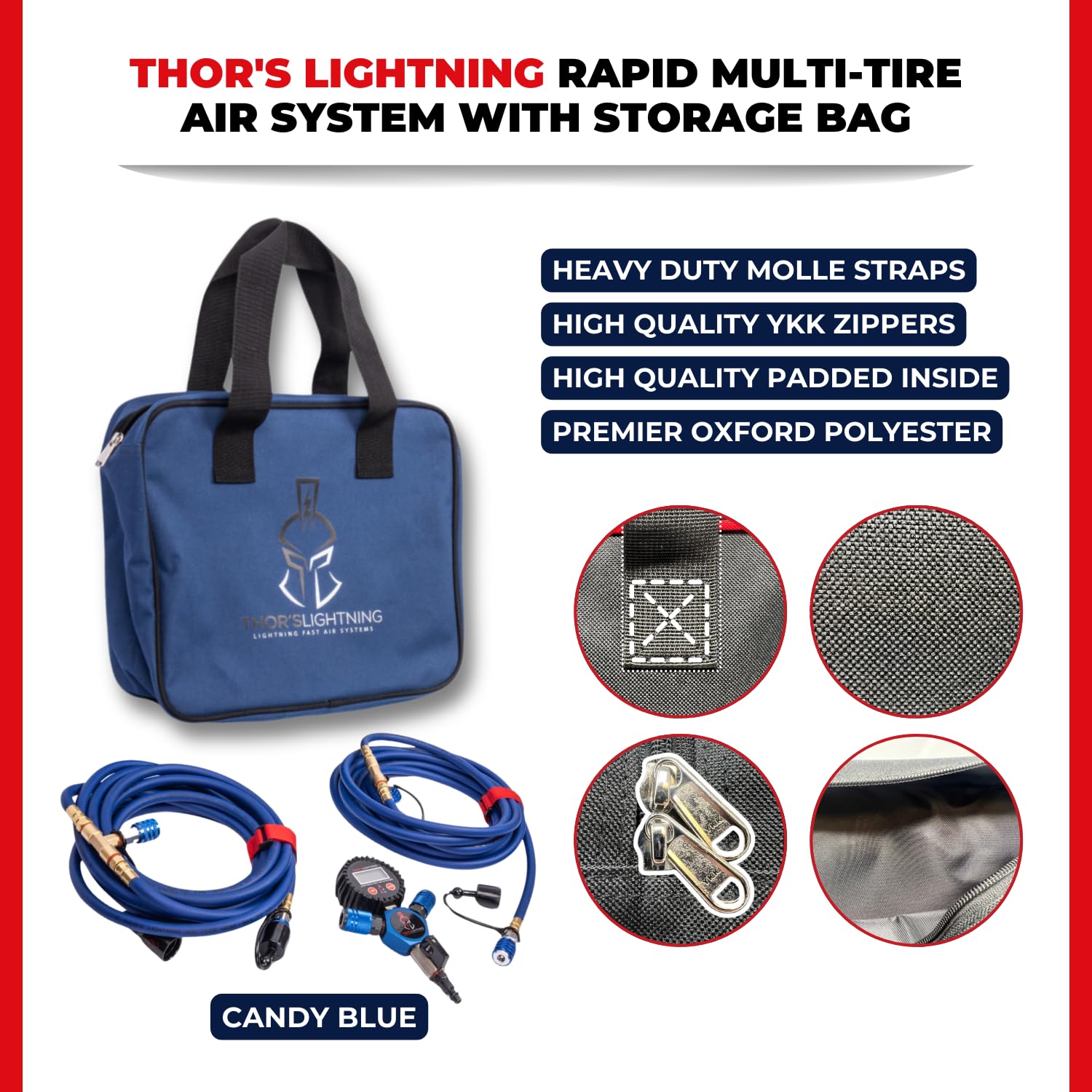 Thor'S Lightning Rapid 4-Tire Inflation/Deflation System, Dynamo Lock-On Air Chucks, High Flow, Candy Blue, Midsize