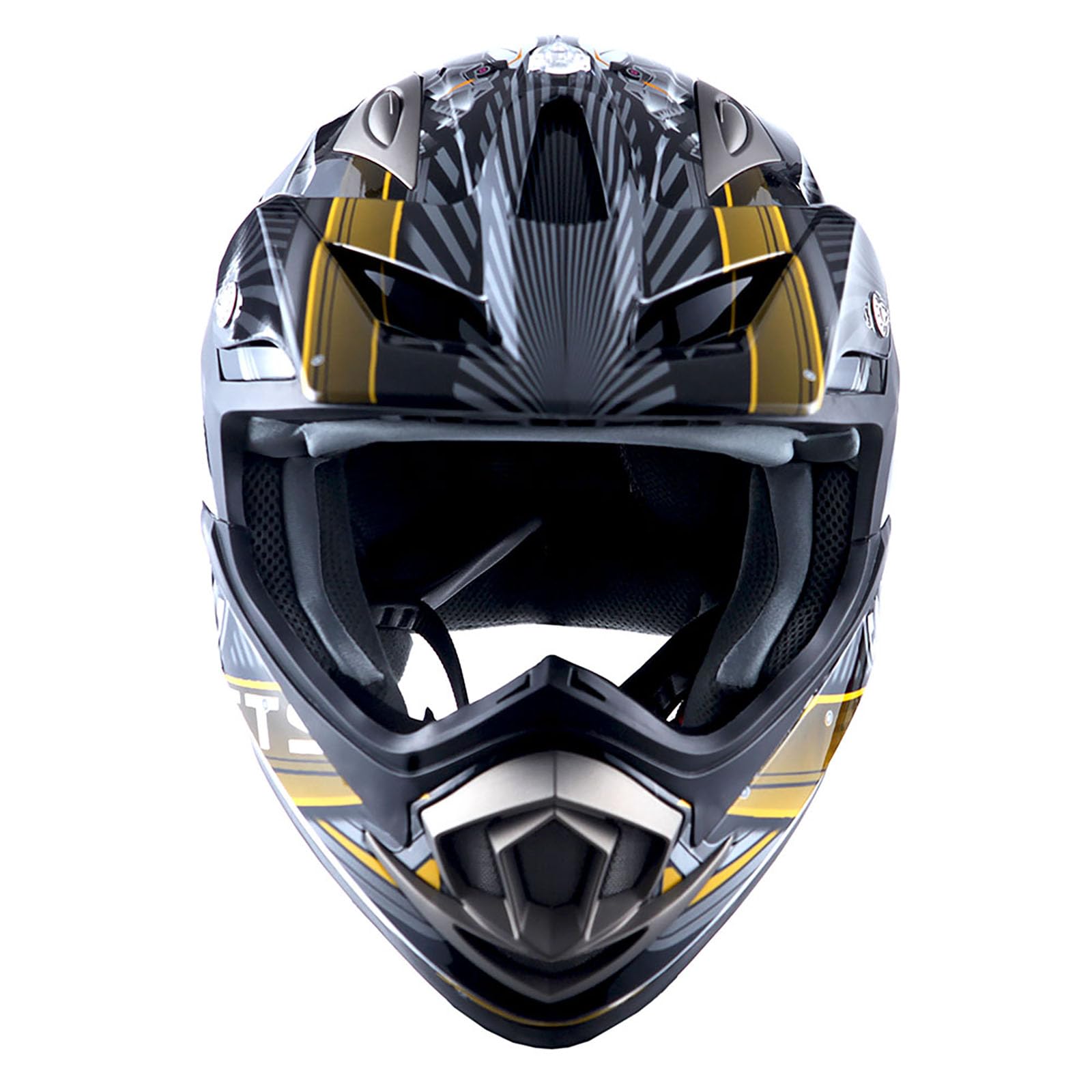 1Storm Adult Motocross Helmet Off Road Mx Bmx Atv Dirt Bike Mechanic Hgxp14B Skull Yellow