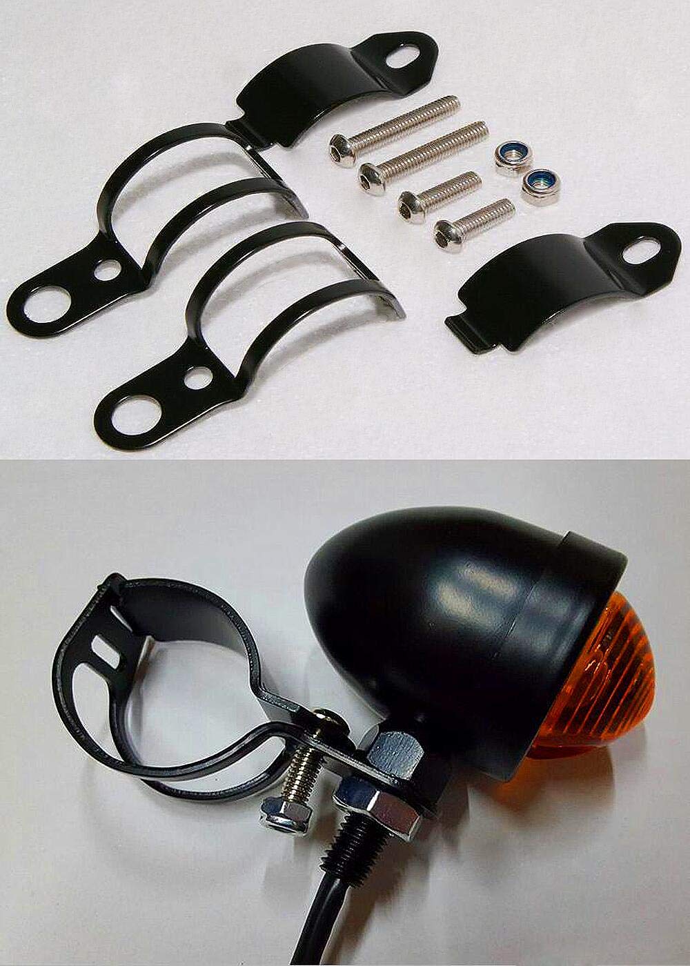 Perfectech 1Pair Metal Motorcycle Modified Turn Signal Light Indicator Mount Bracket Clamp 30-45Mm