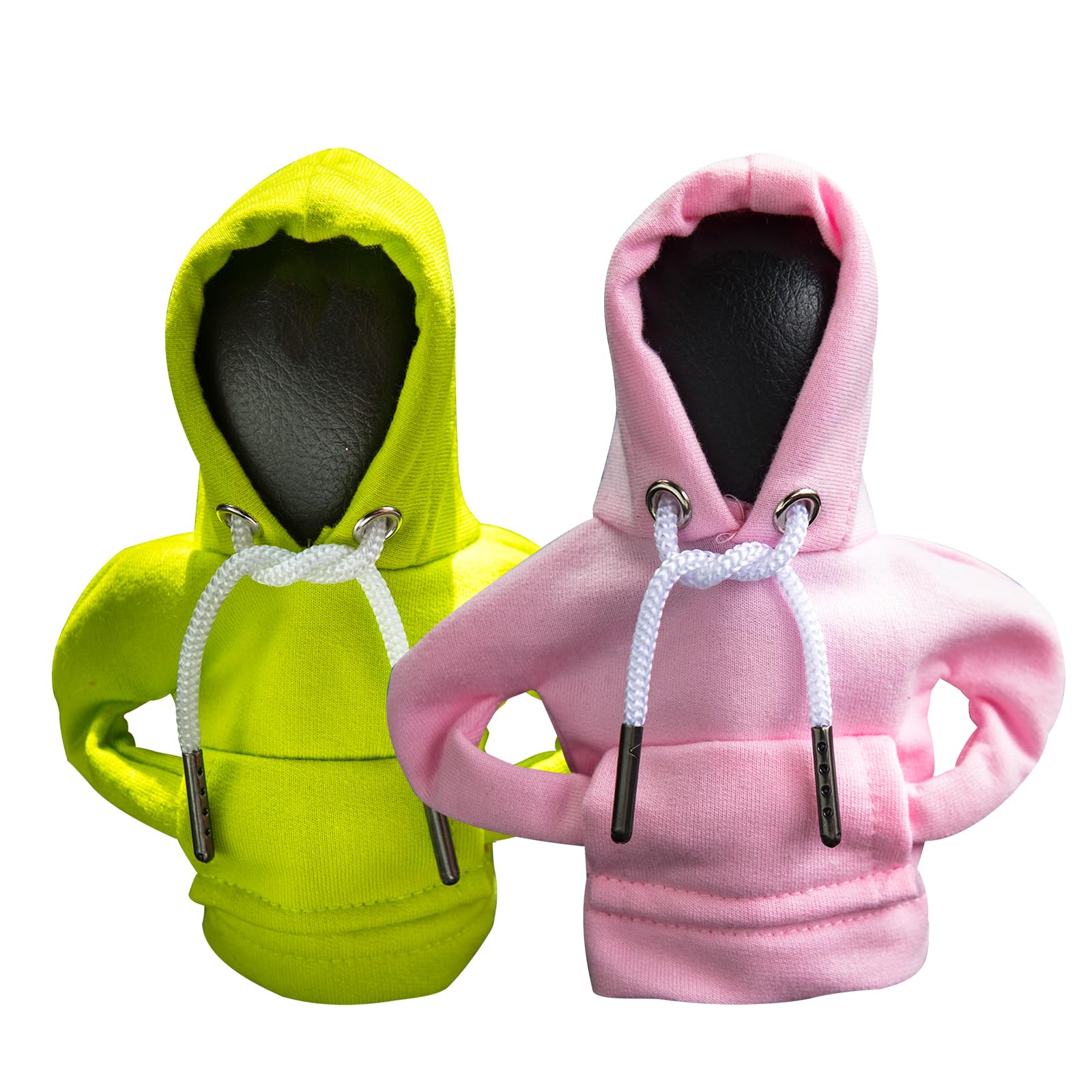 2Pcs Car Shift Knob Hoodie,Gear Shift Hoodie,Funny Sweater Hoodie For Gearshift,Automotive Interior Accessories(Green And Pink)